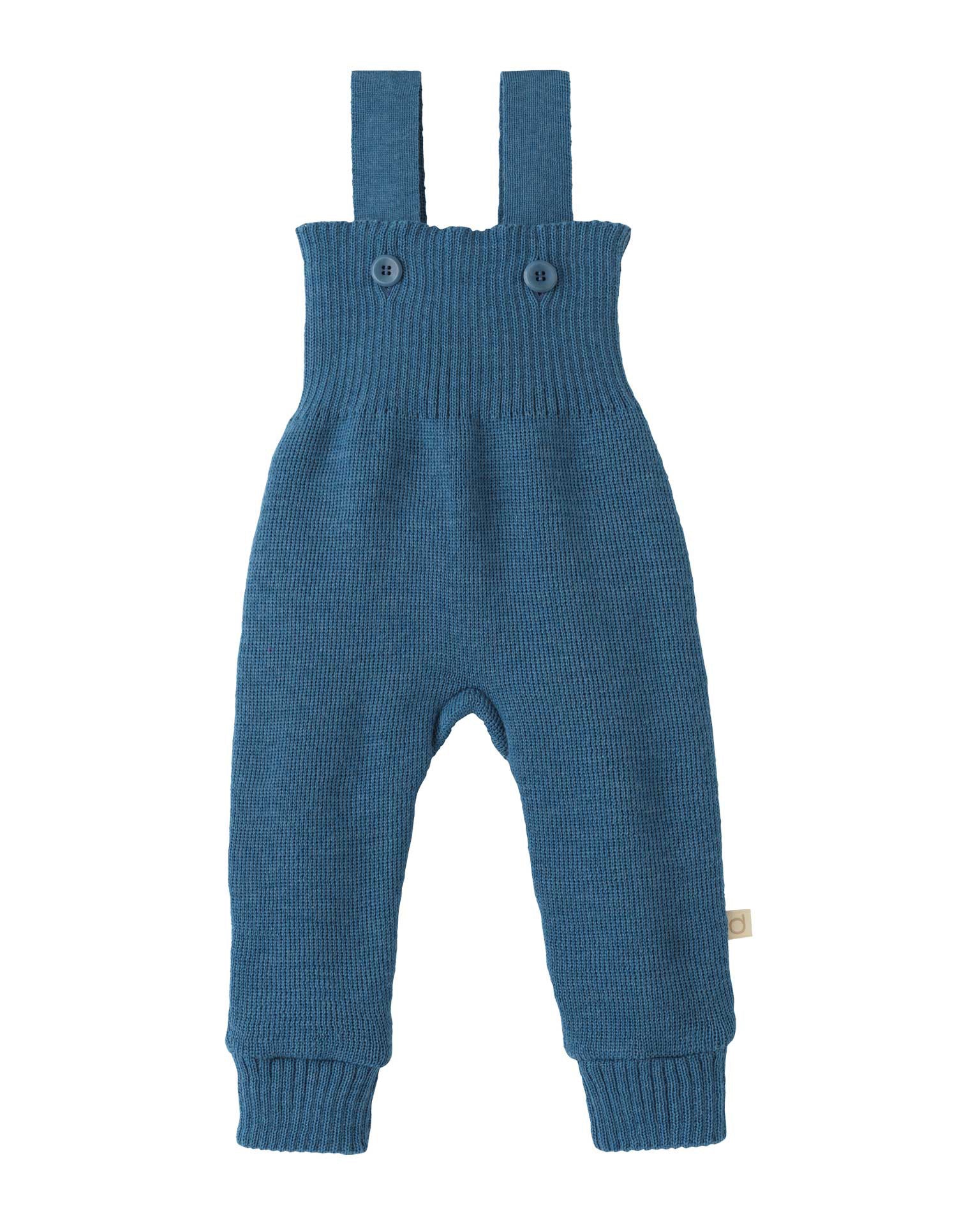 Gebreide wollen salopette - dove blue