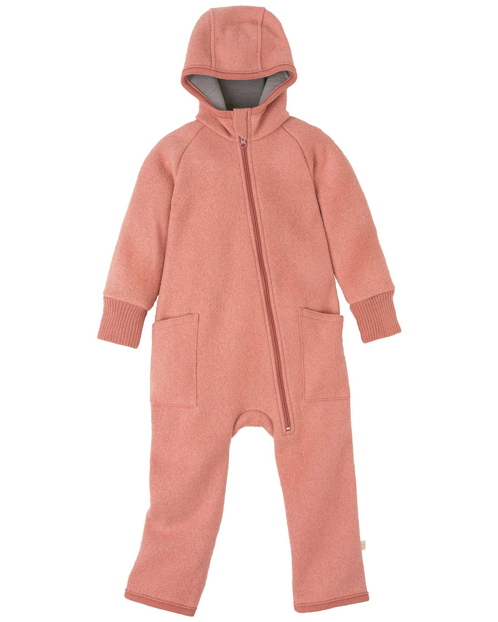 Boiled wool overalls with zip - soft pink 