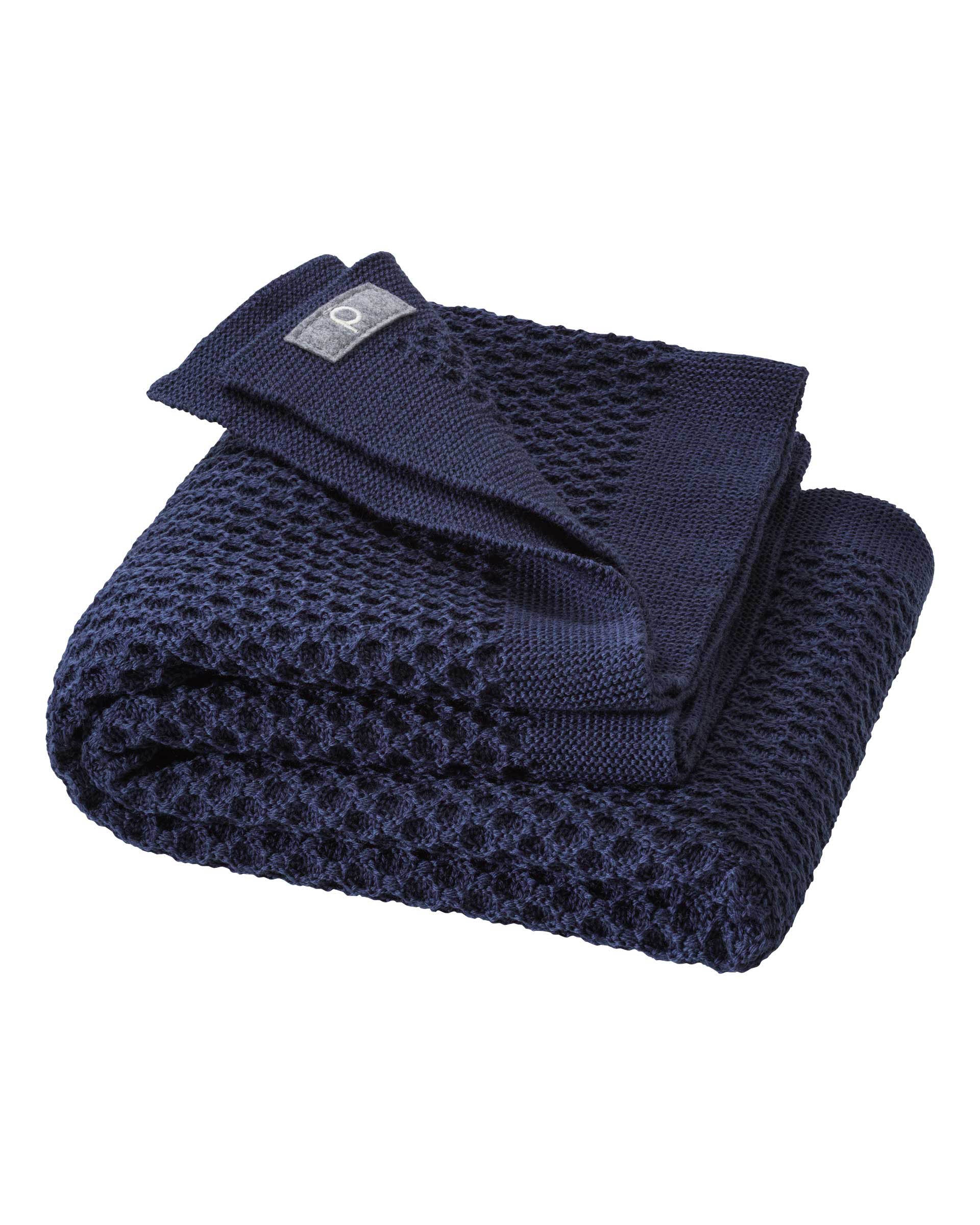 Wafeldeken van wol - indigo