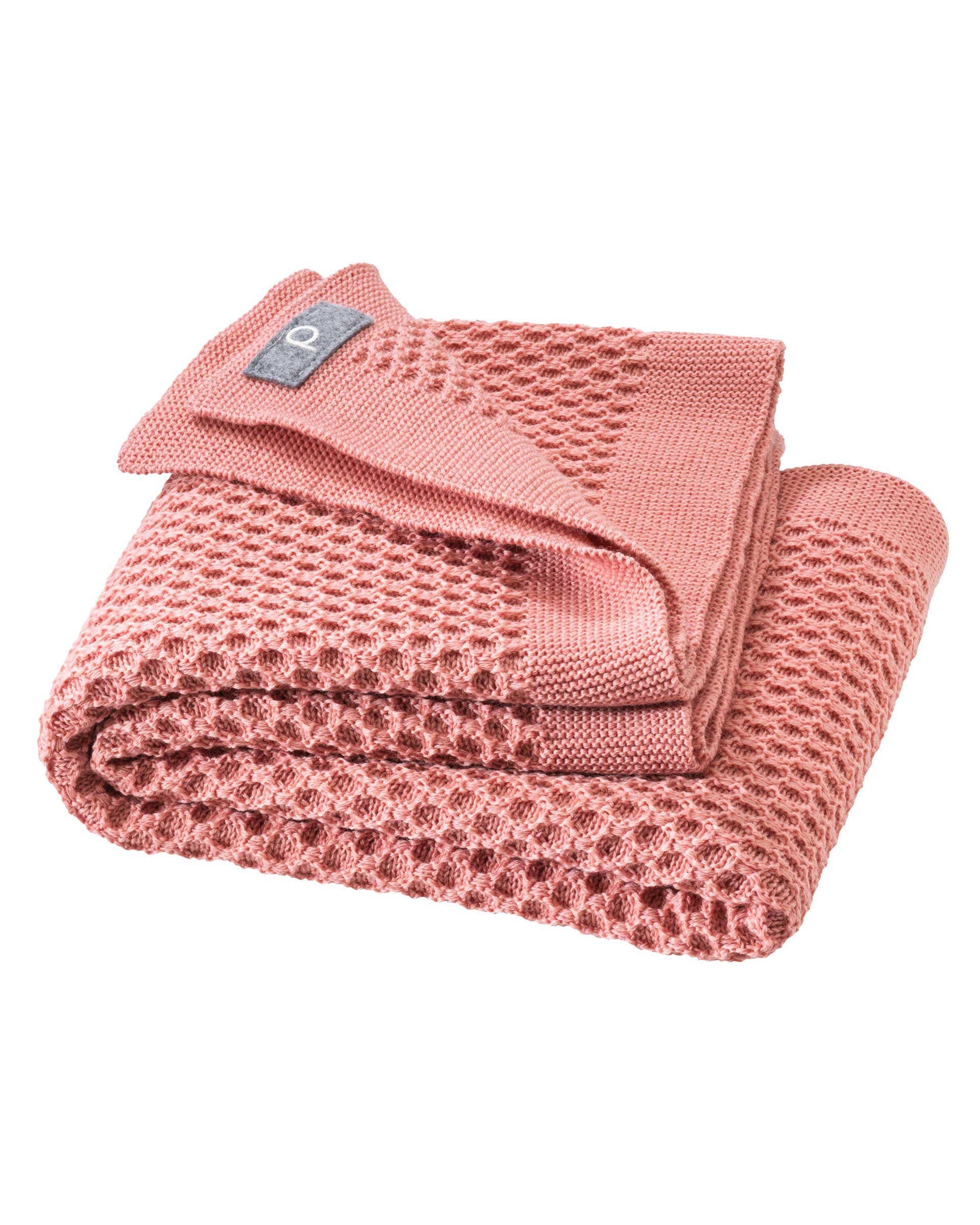 Wafeldeken van wol - soft pink