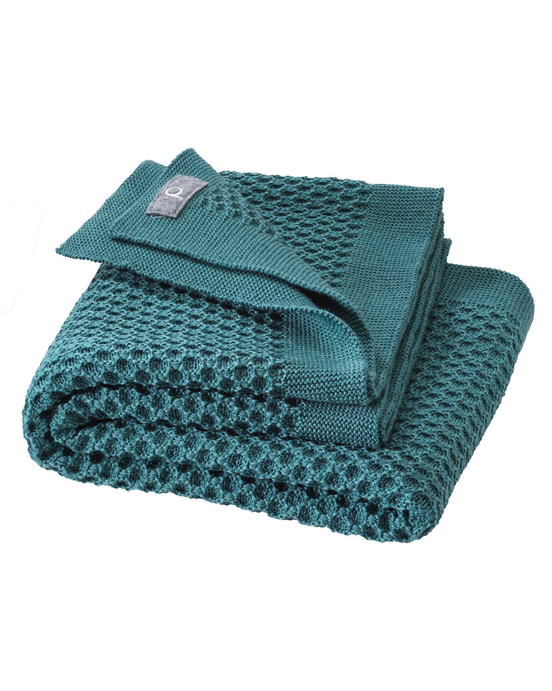 Wafeldeken van wol - eucalyptus