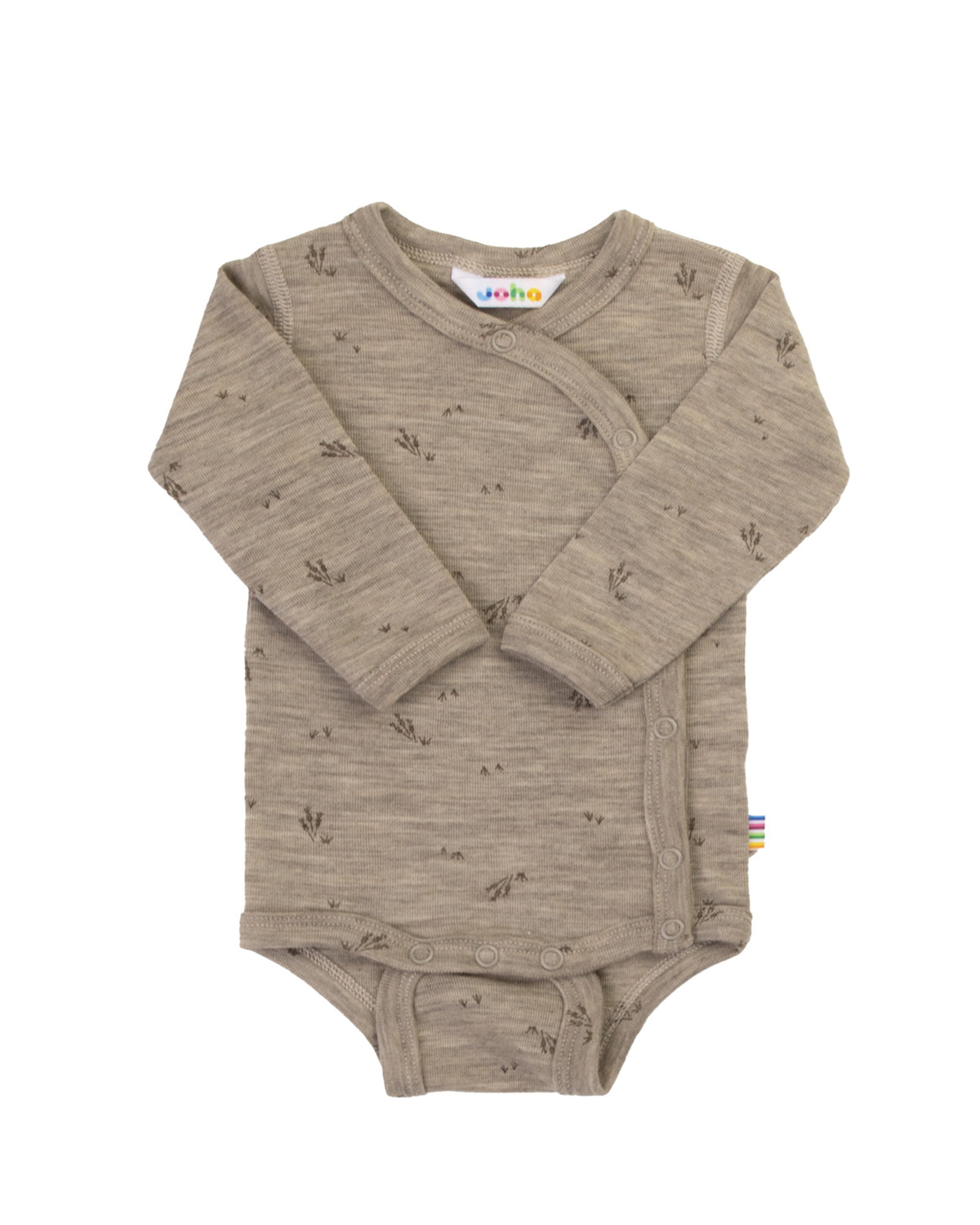 Wikkelrompertje van wol - beige melange -  koren