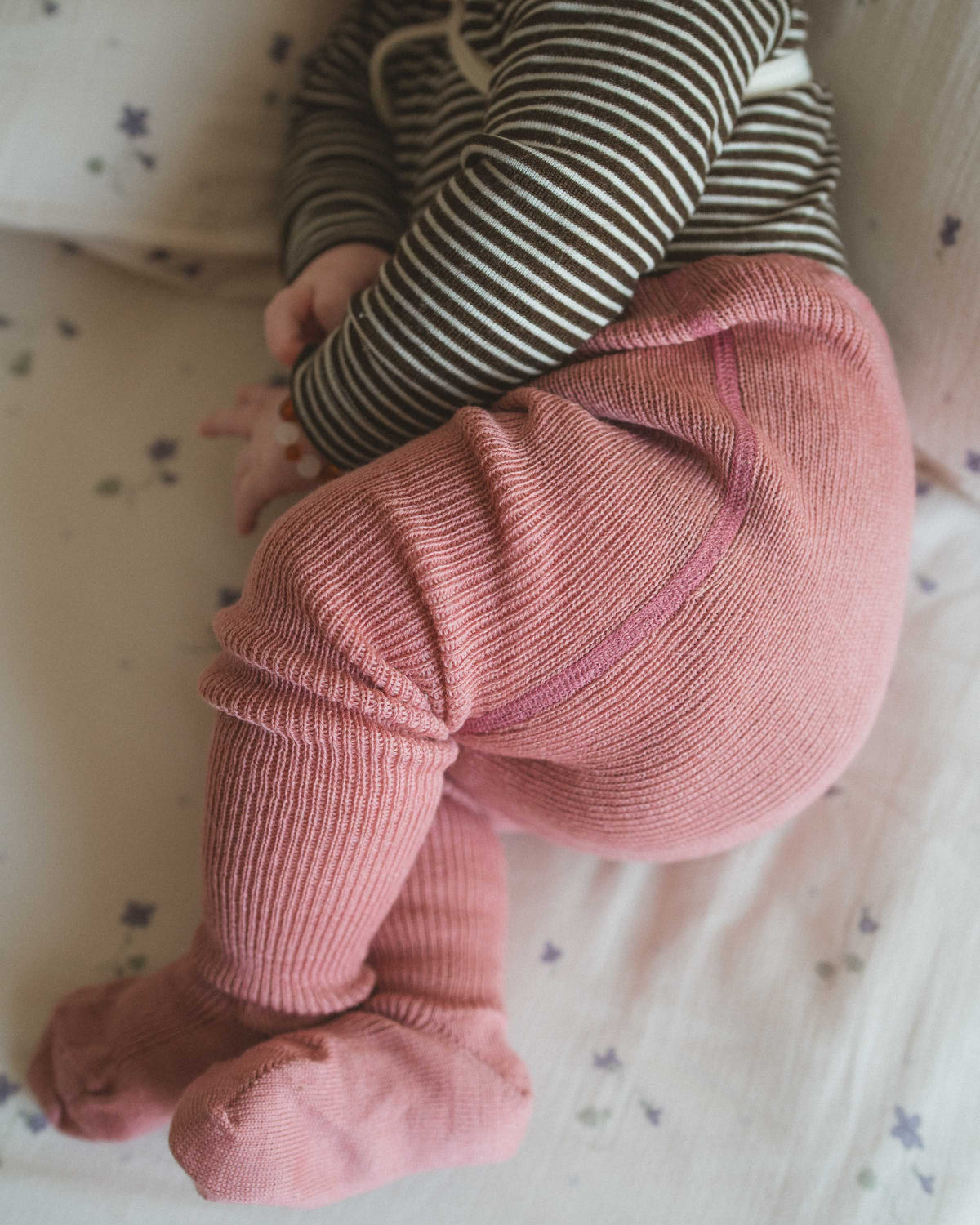 Dikke wollen baby maillot - oud roze