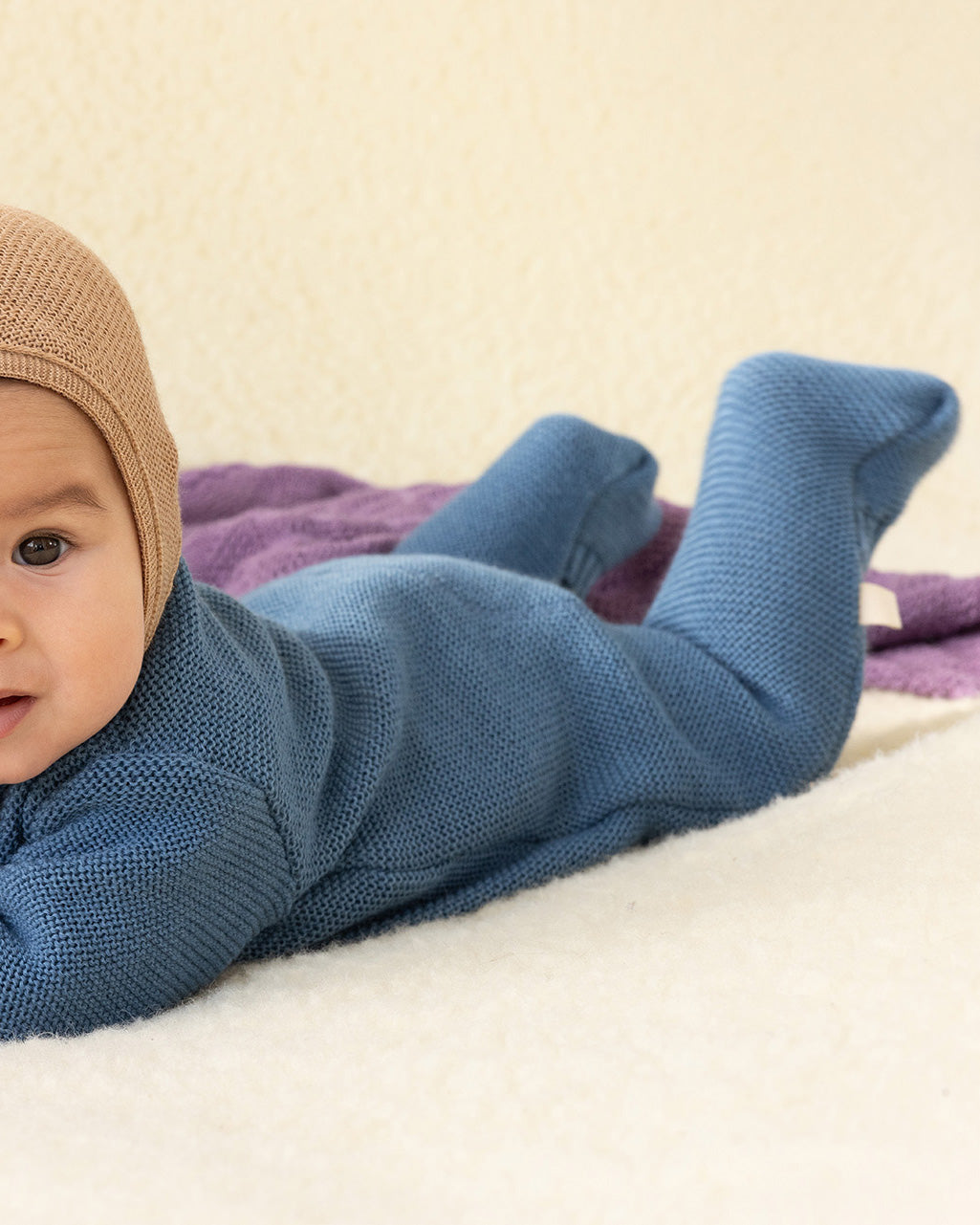 Merino wool knitted overall - dove blue