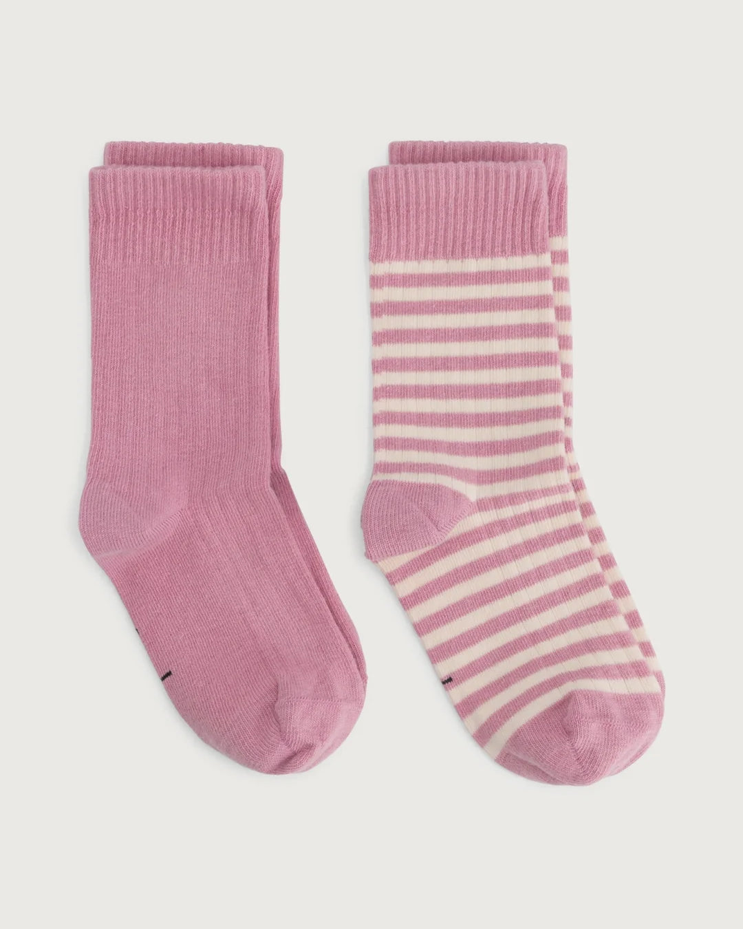 Kinder rib sokken - set van 2 - bubblegum/cream