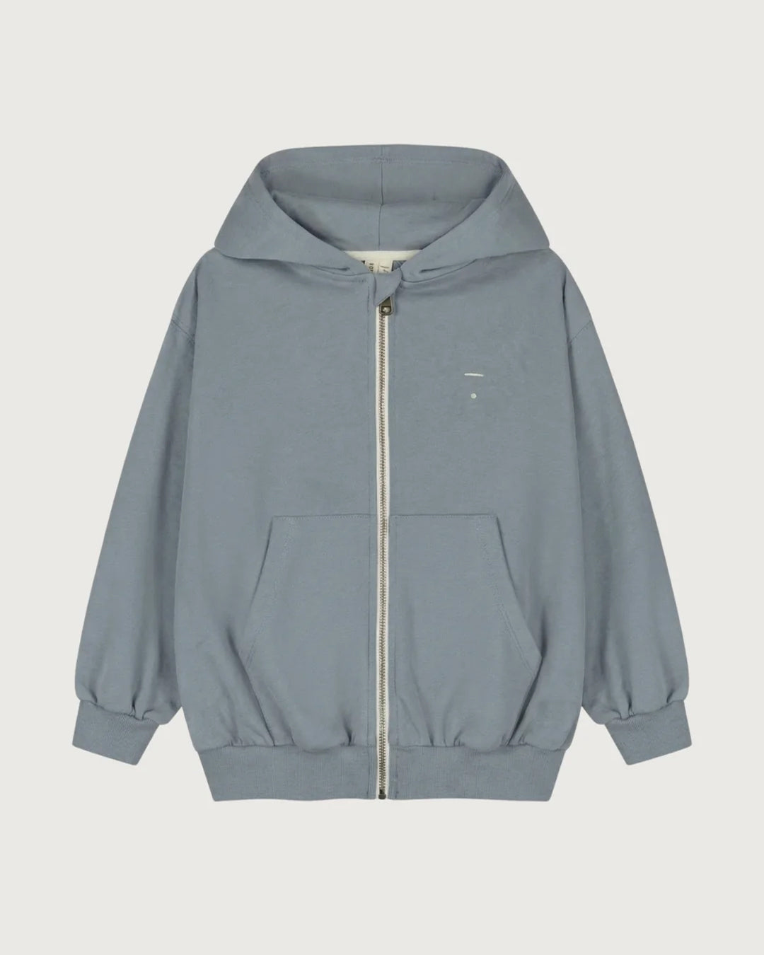 kindervest met hoodie - stone gray