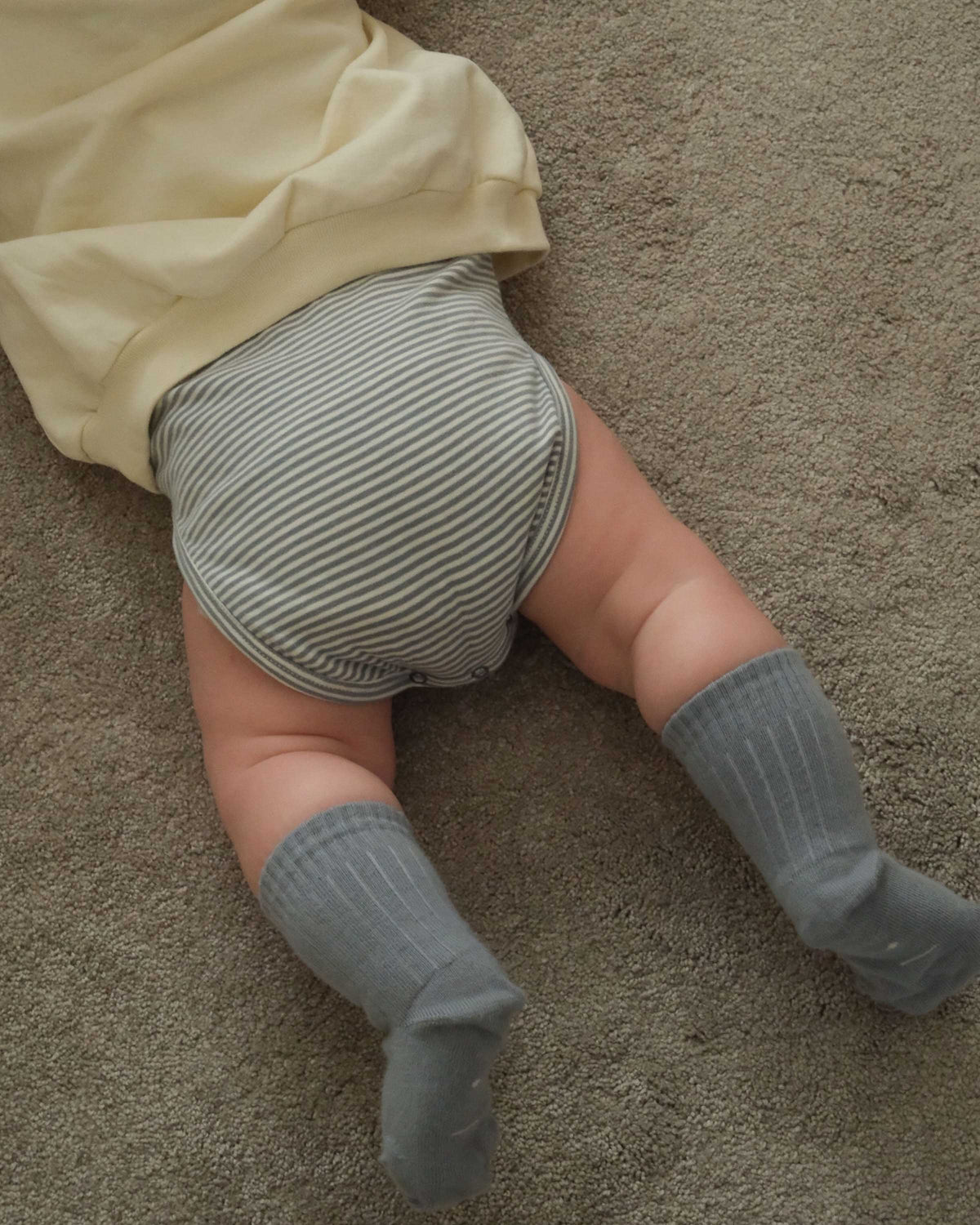 Baby romper long sleeve - blue gray/cream