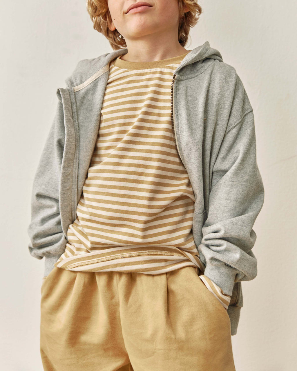 Children's cardigan with hoodie - gray melange 