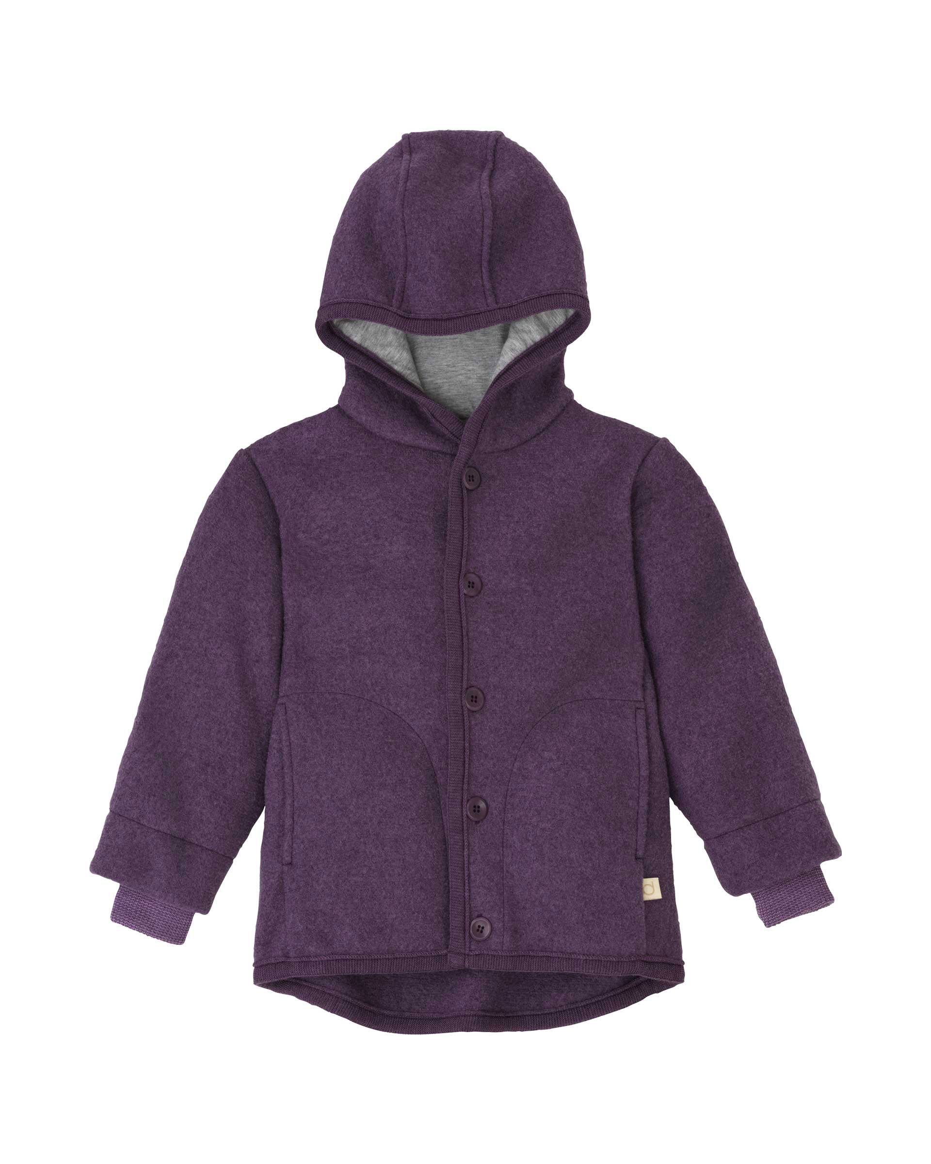 Jas van gekookte wol - aubergine