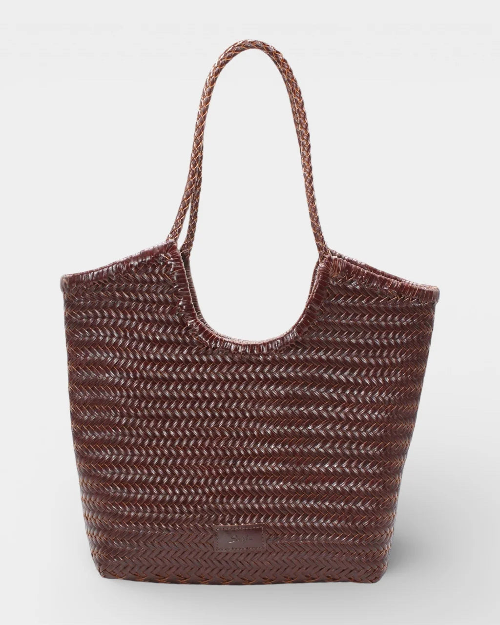 Handgeweven leren tas Liv - coffee