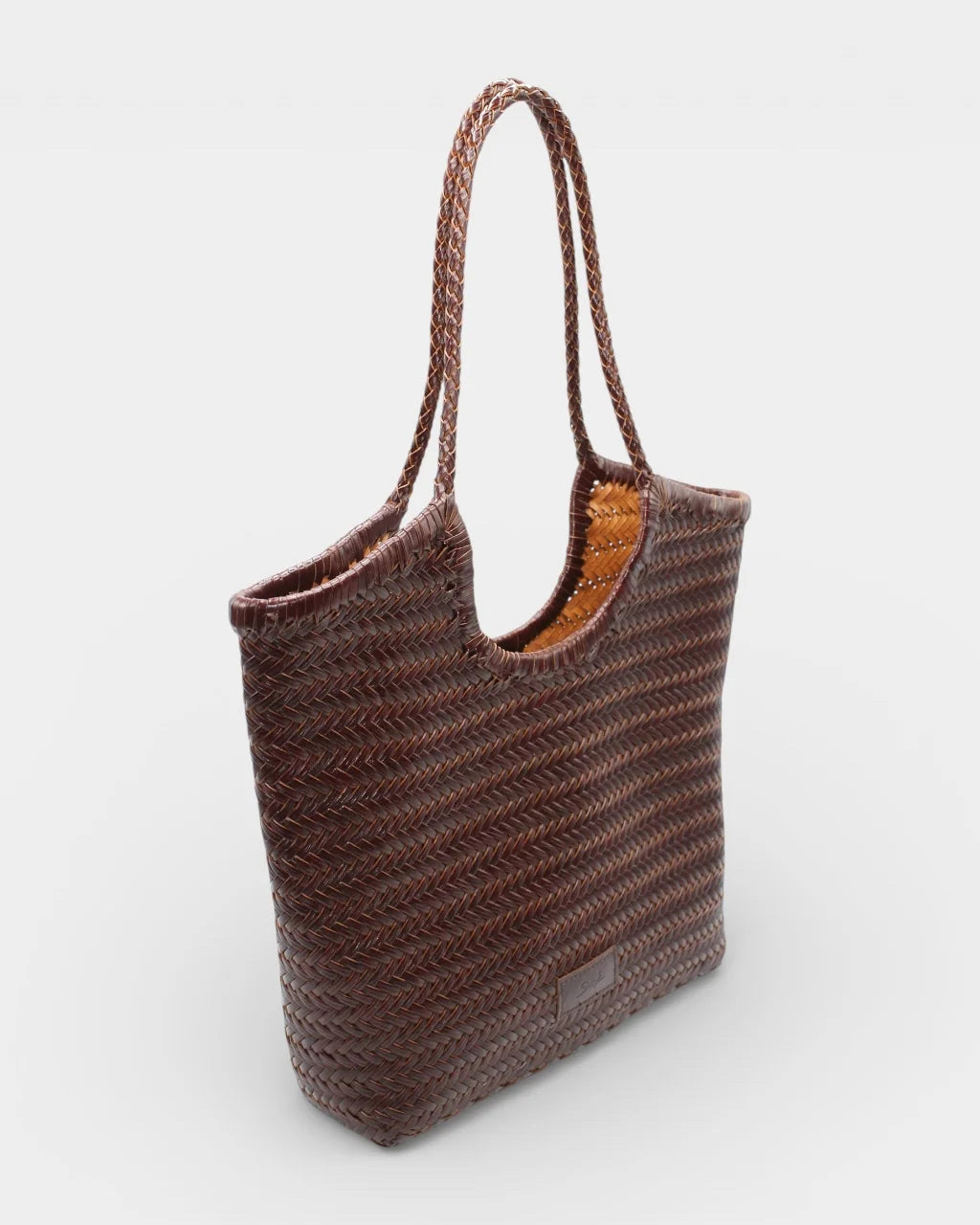 Handgeweven leren tas Liv - coffee