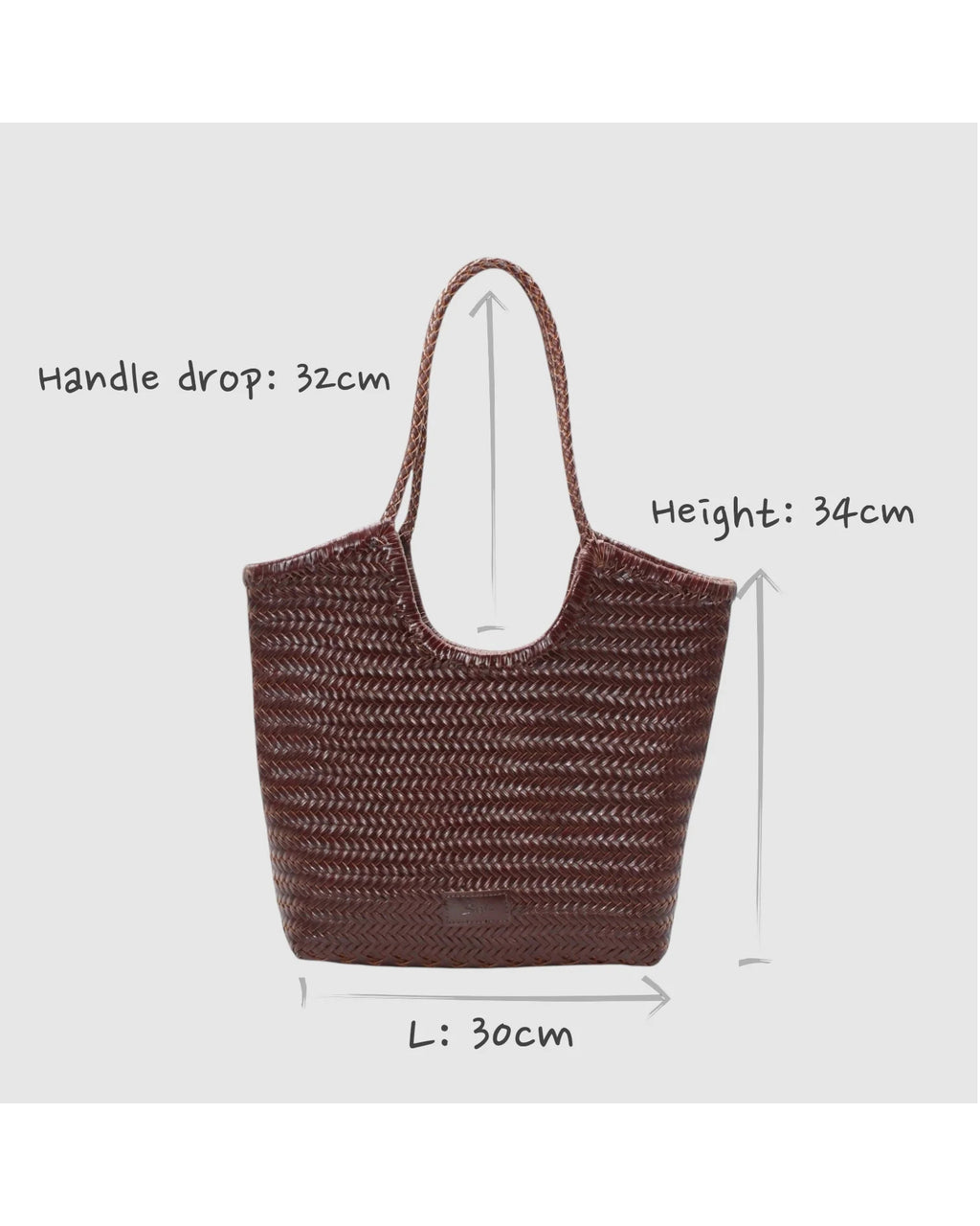 Handgeweven leren tas Liv - coffee