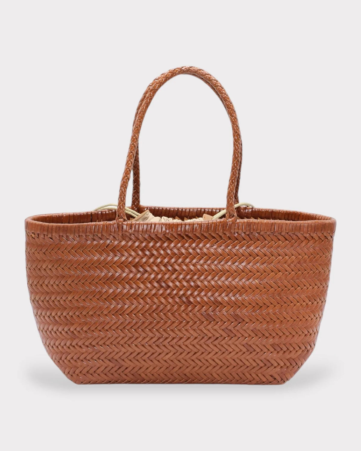 Hand-woven leather bag Lou - caramel
