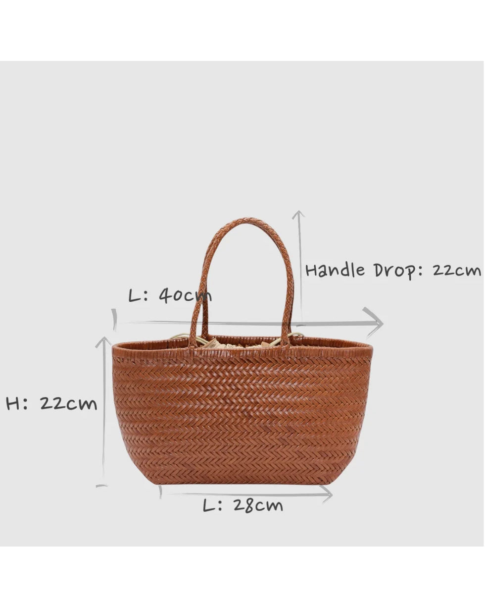 Hand-woven leather bag Lou - caramel
