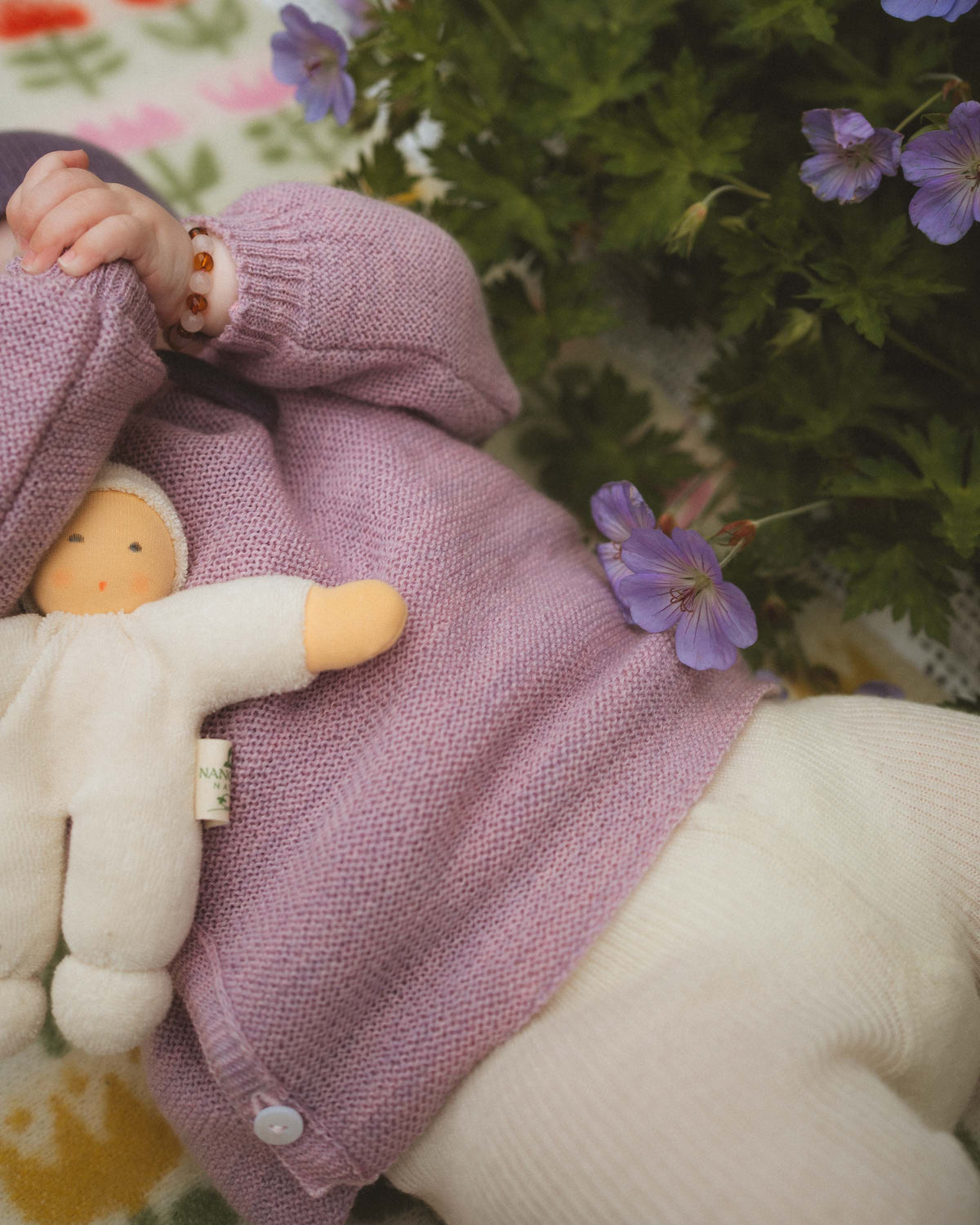Cardigan Organic Wool - lilac