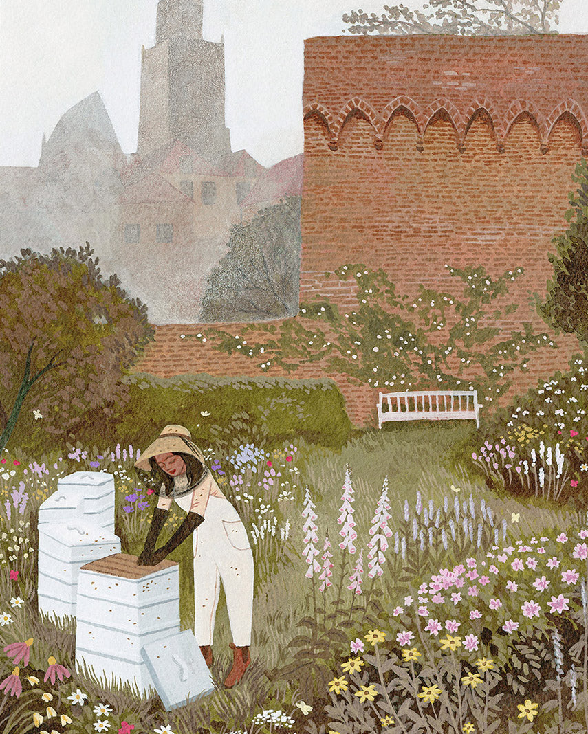 Single card - tending the bees