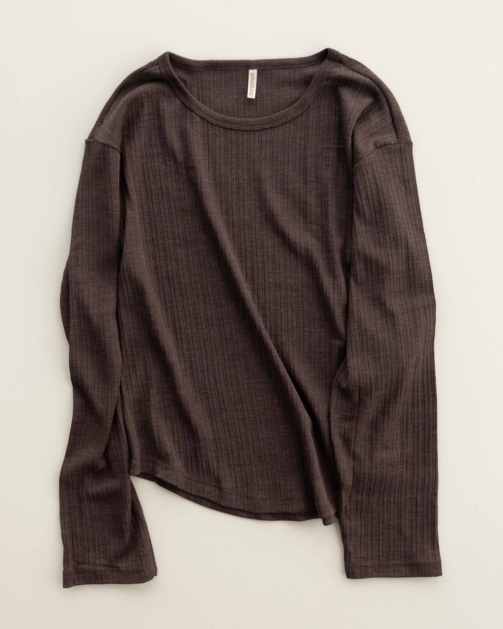 Relaxed-fit longsleeve Mari rib pattern wool/silk- cocoa