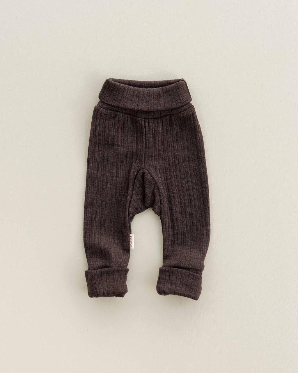 Babybroekje 2 in 1 feet rib wol/zijde - cocoa
