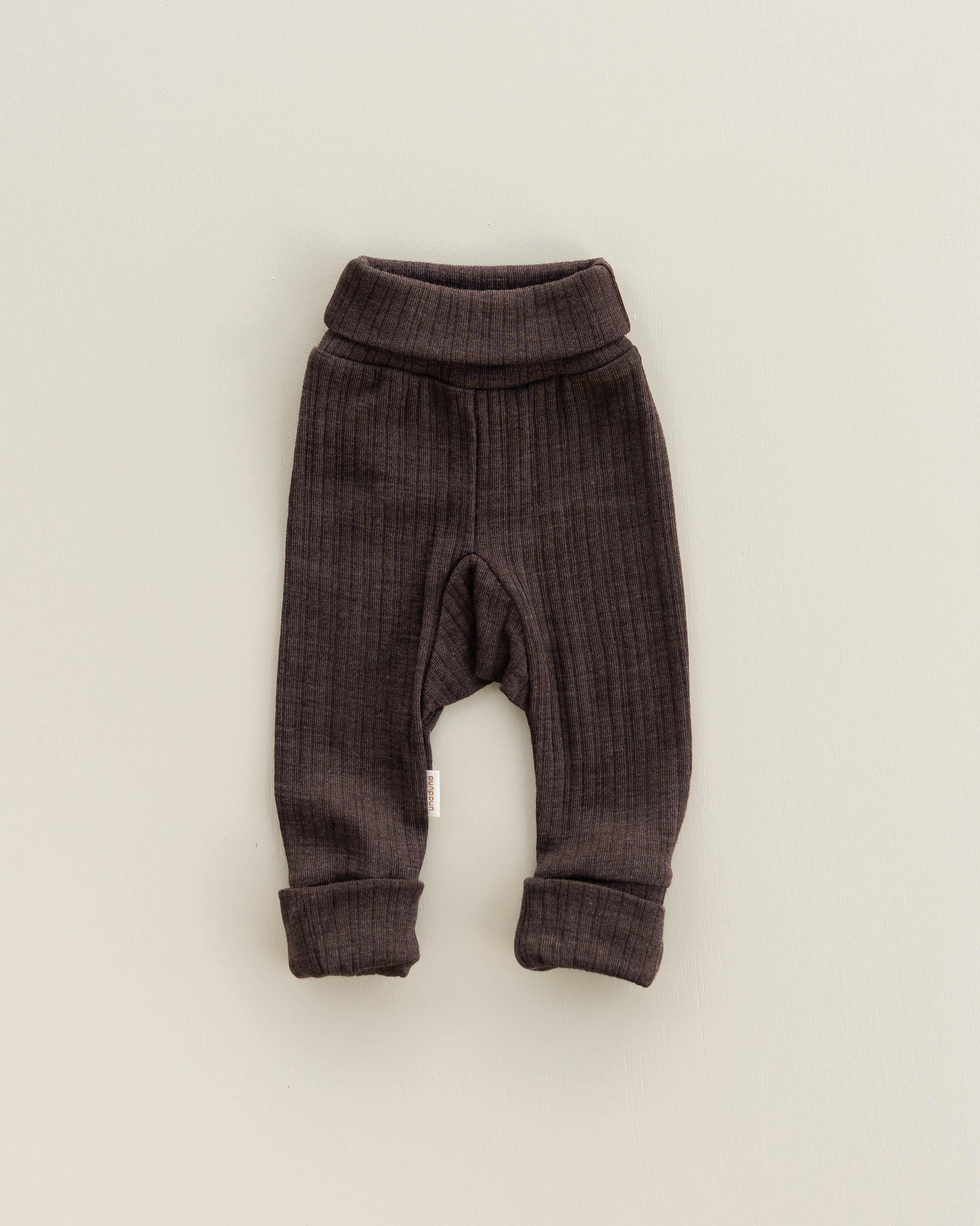 Babybroekje 2 in 1 feet rib wol/zijde - cocoa