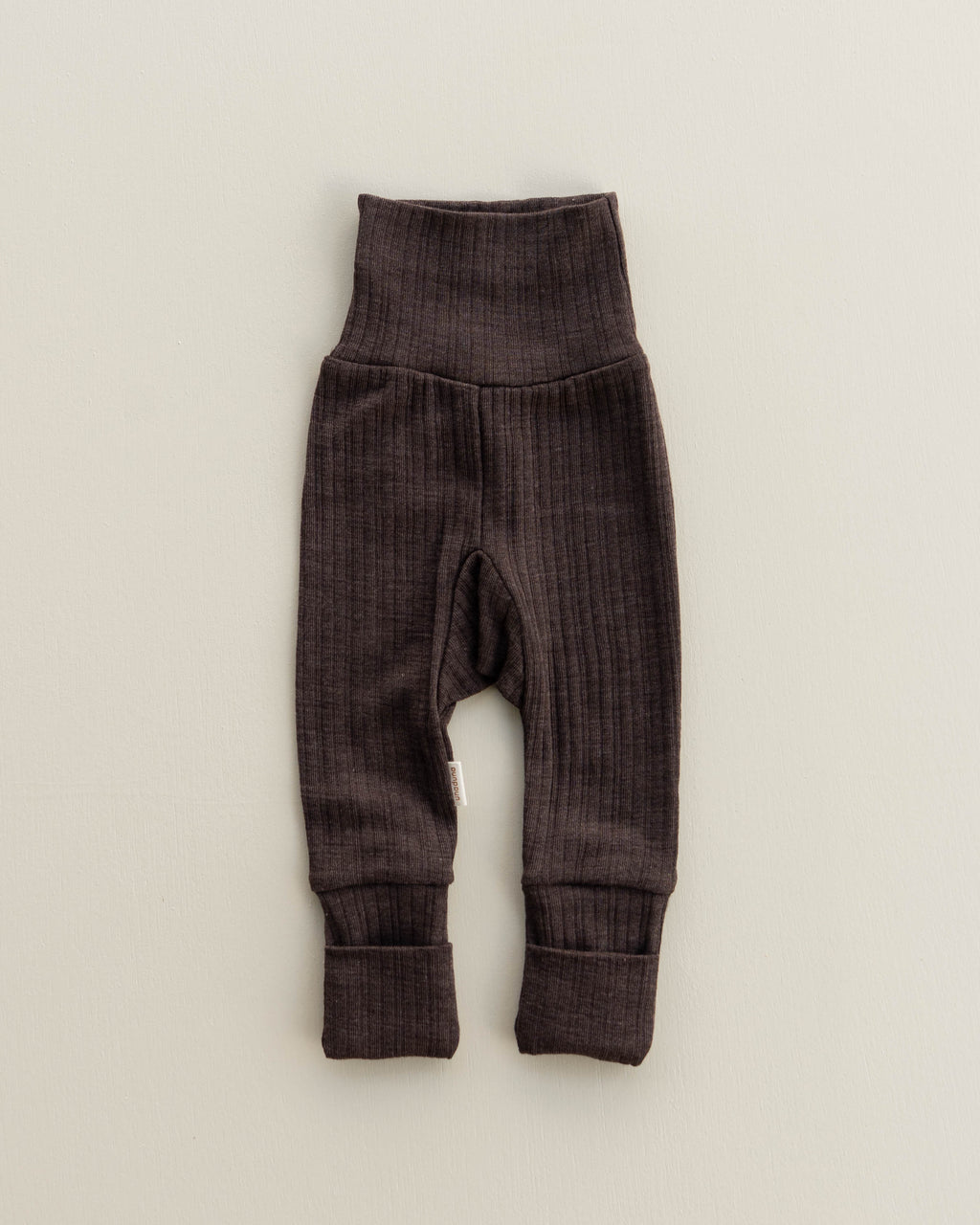 Babybroekje 2 in 1 feet rib wol/zijde - cocoa