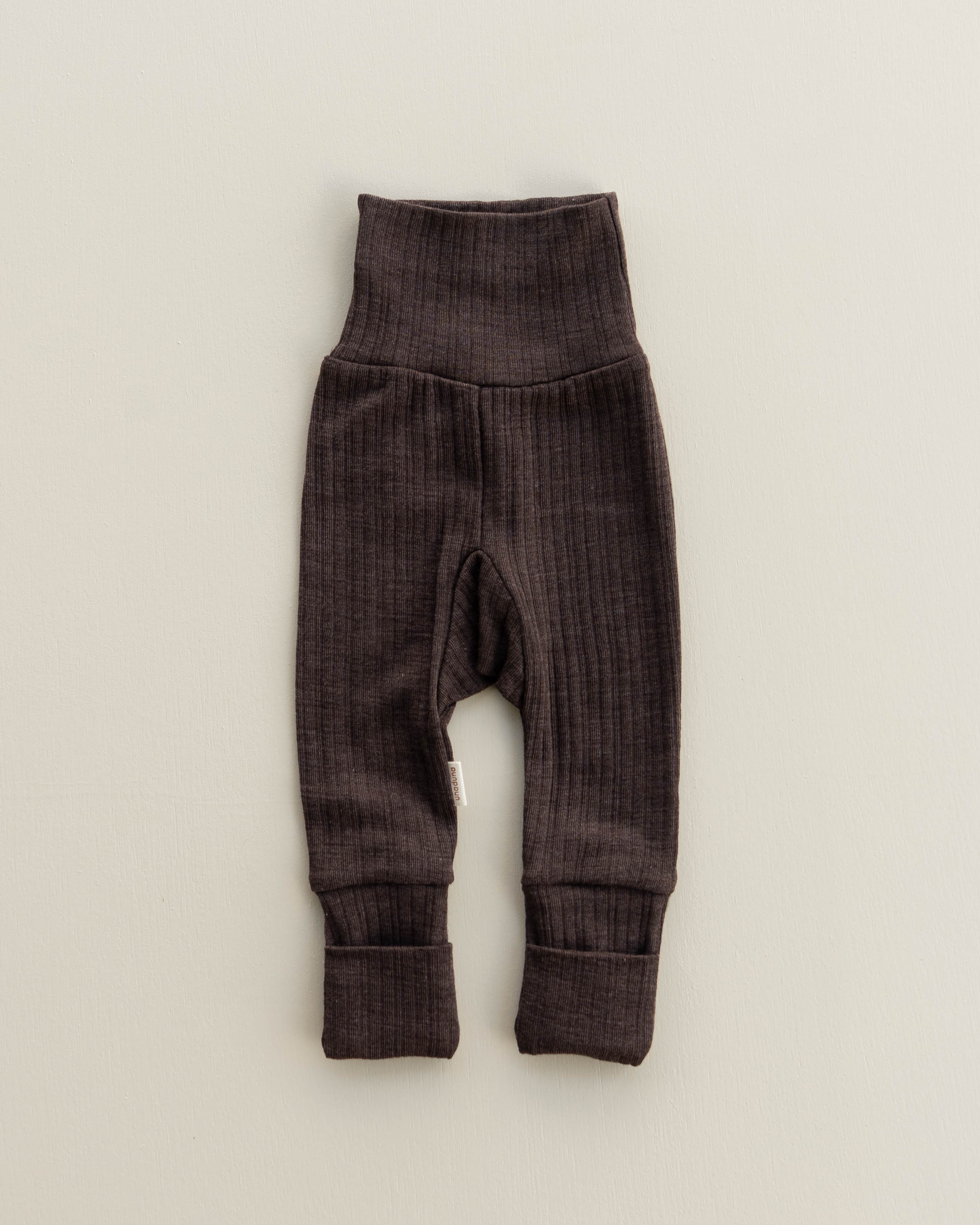 Babybroekje 2 in 1 feet rib wol/zijde - cocoa