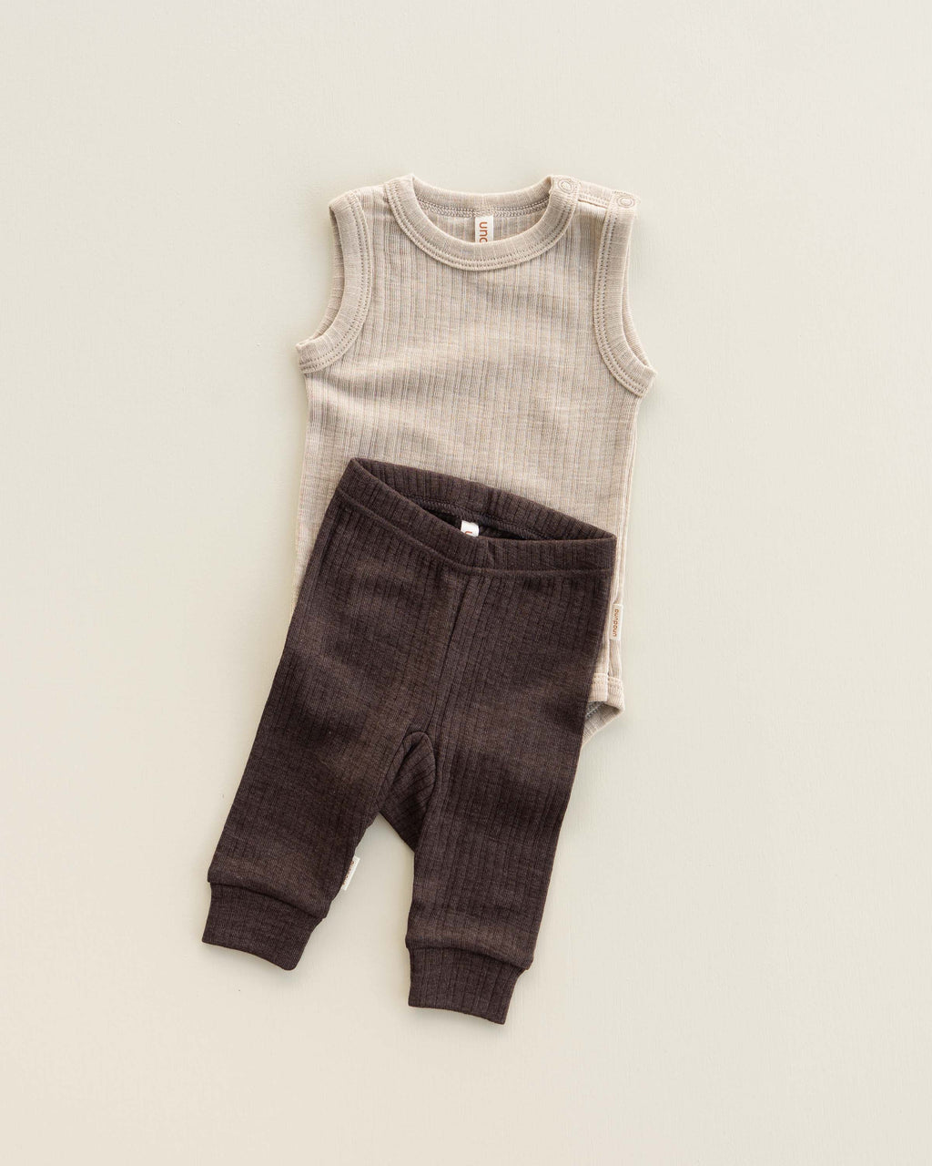 Baby leggings rib wool/silk - wakame