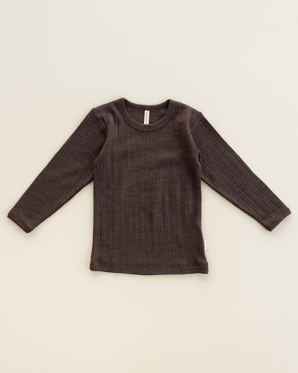 Shirt longsleeves rib wol/zijde - cocoa