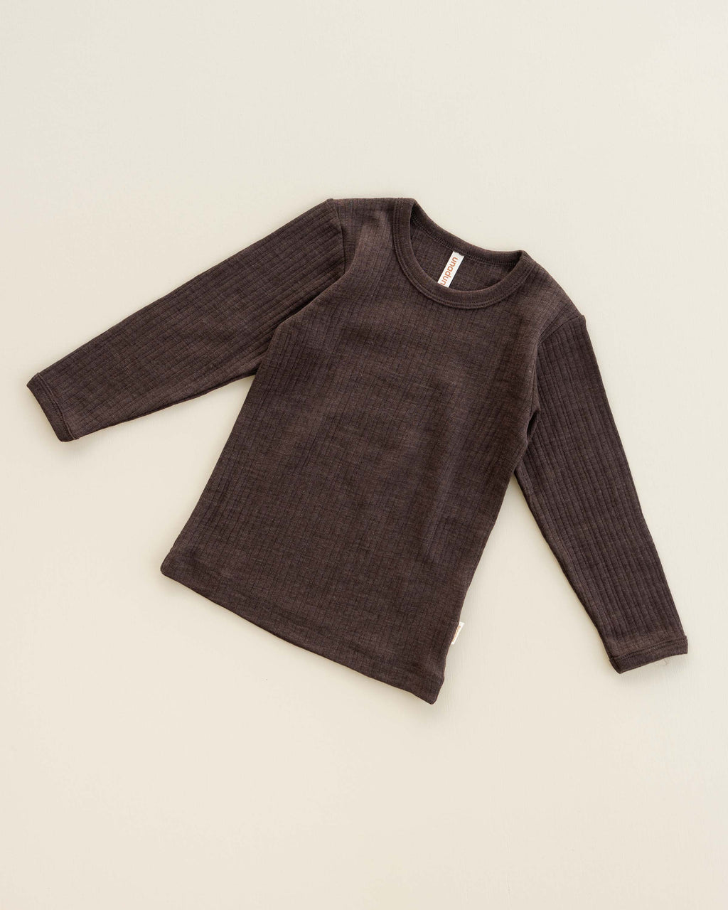 Shirt longsleeves rib wol/zijde - cocoa