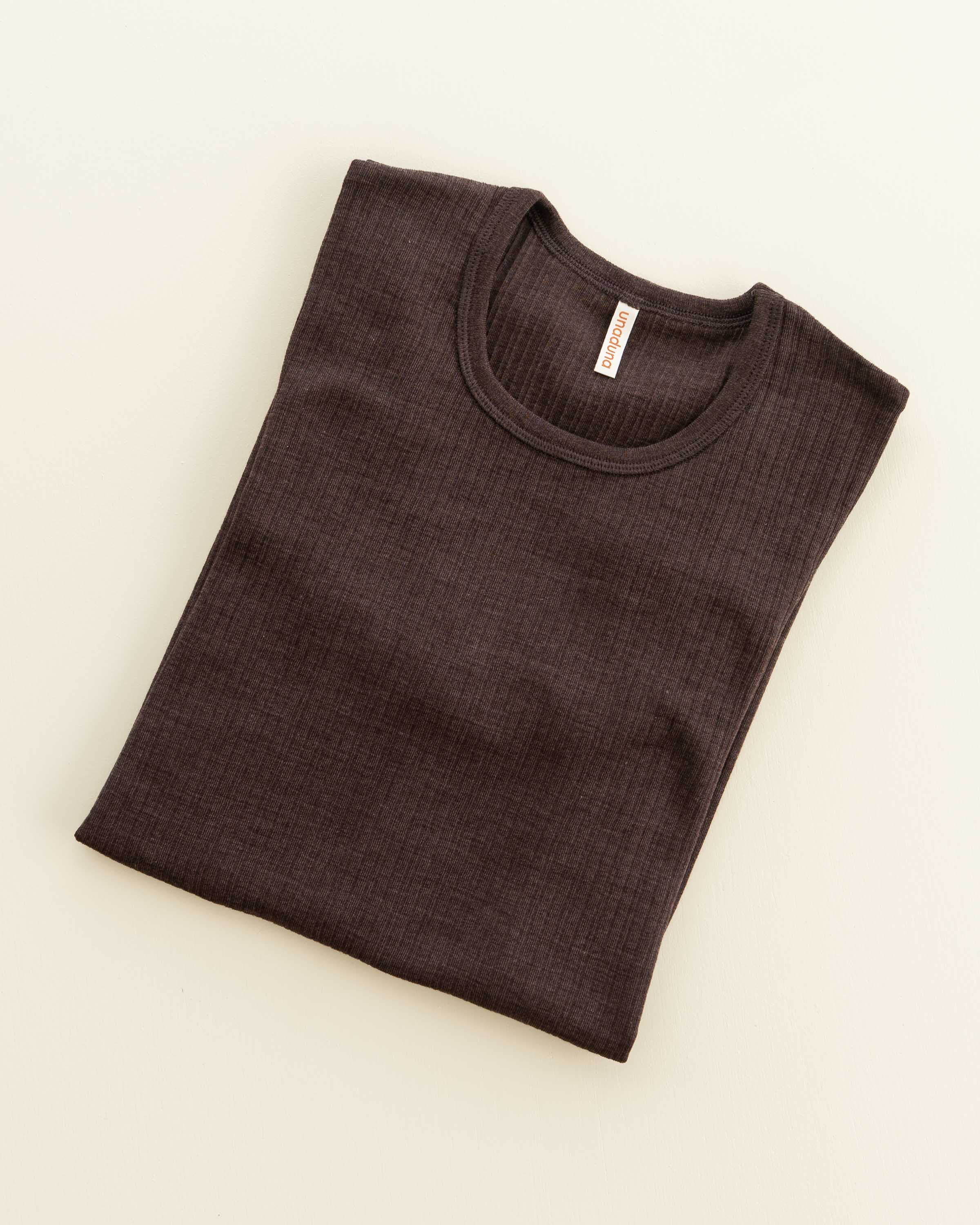 Heren longsleeves rib wol/zijde - cocoa