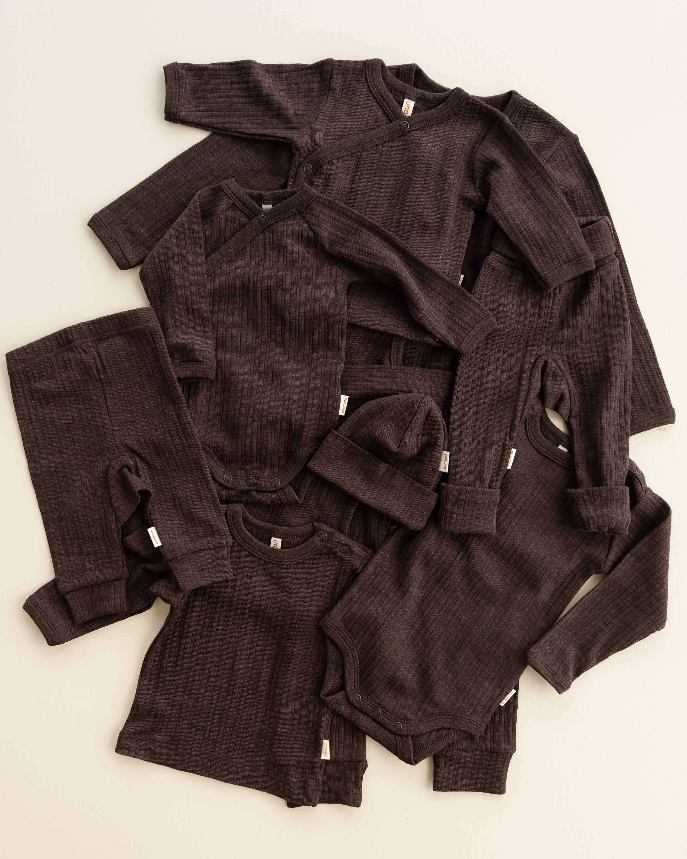 Rompertje longsleeves rib wol/zijde - cocoa