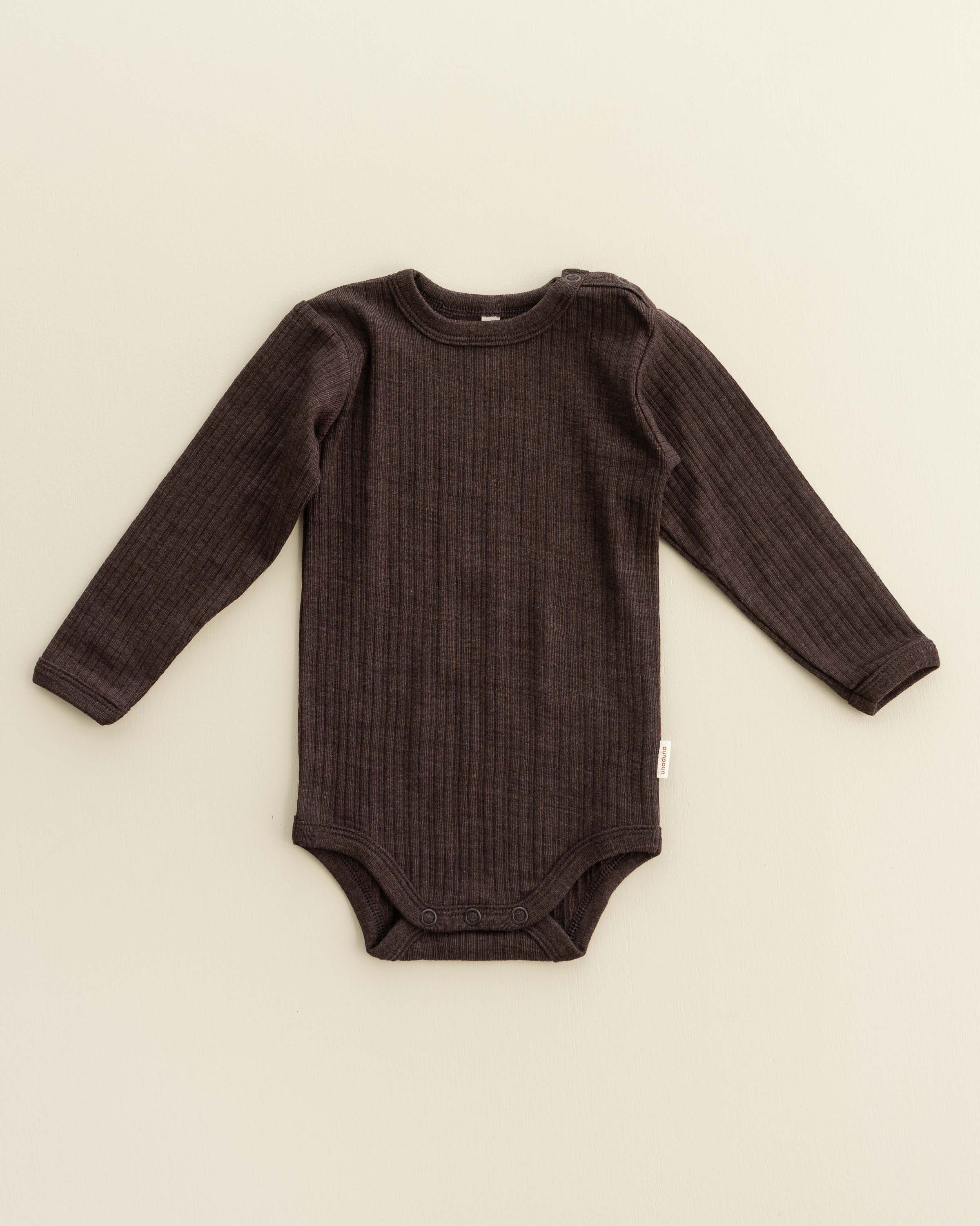 Rompertje longsleeves rib wol/zijde - cocoa