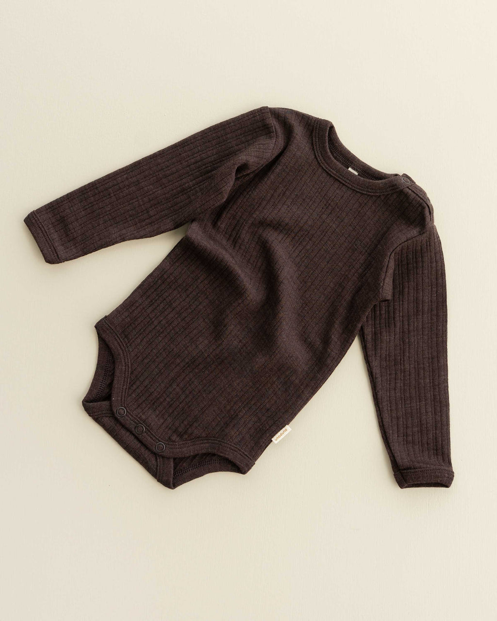 Rompertje longsleeves rib wol/zijde - cocoa
