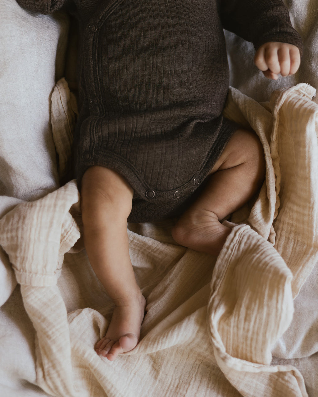 Wrap around body rib wool/silk - cocoa
