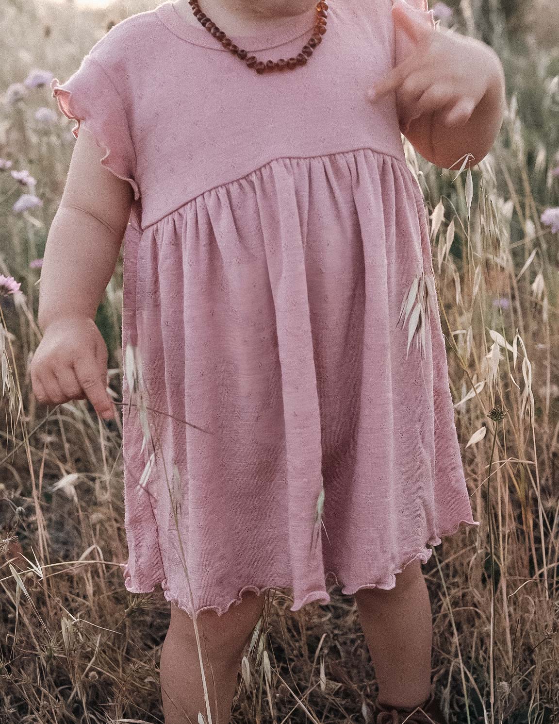 Zomerjurkje wol/zijde - cameo rose