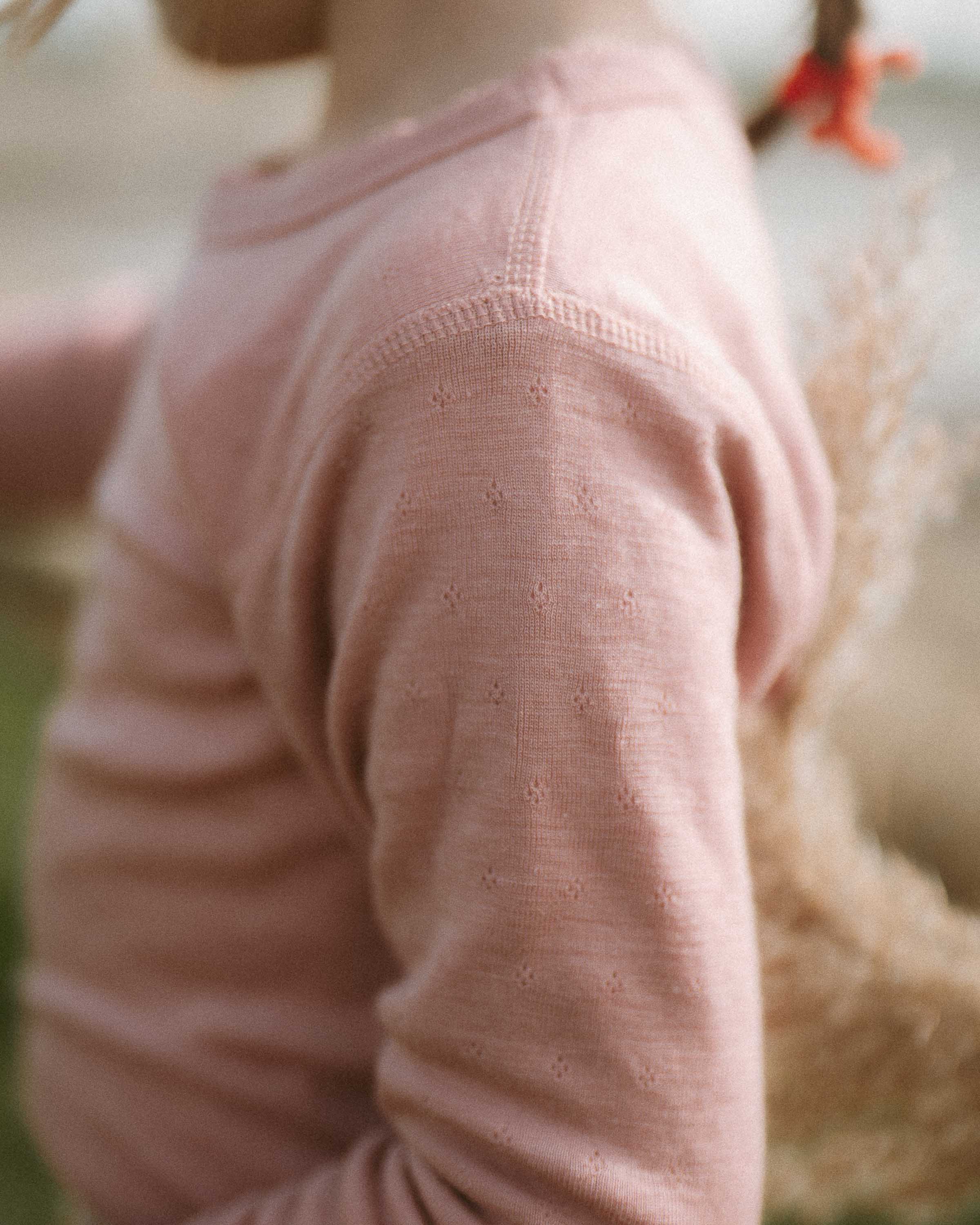 Shirt longsleeves pointelle wol/zijde - cameo rose