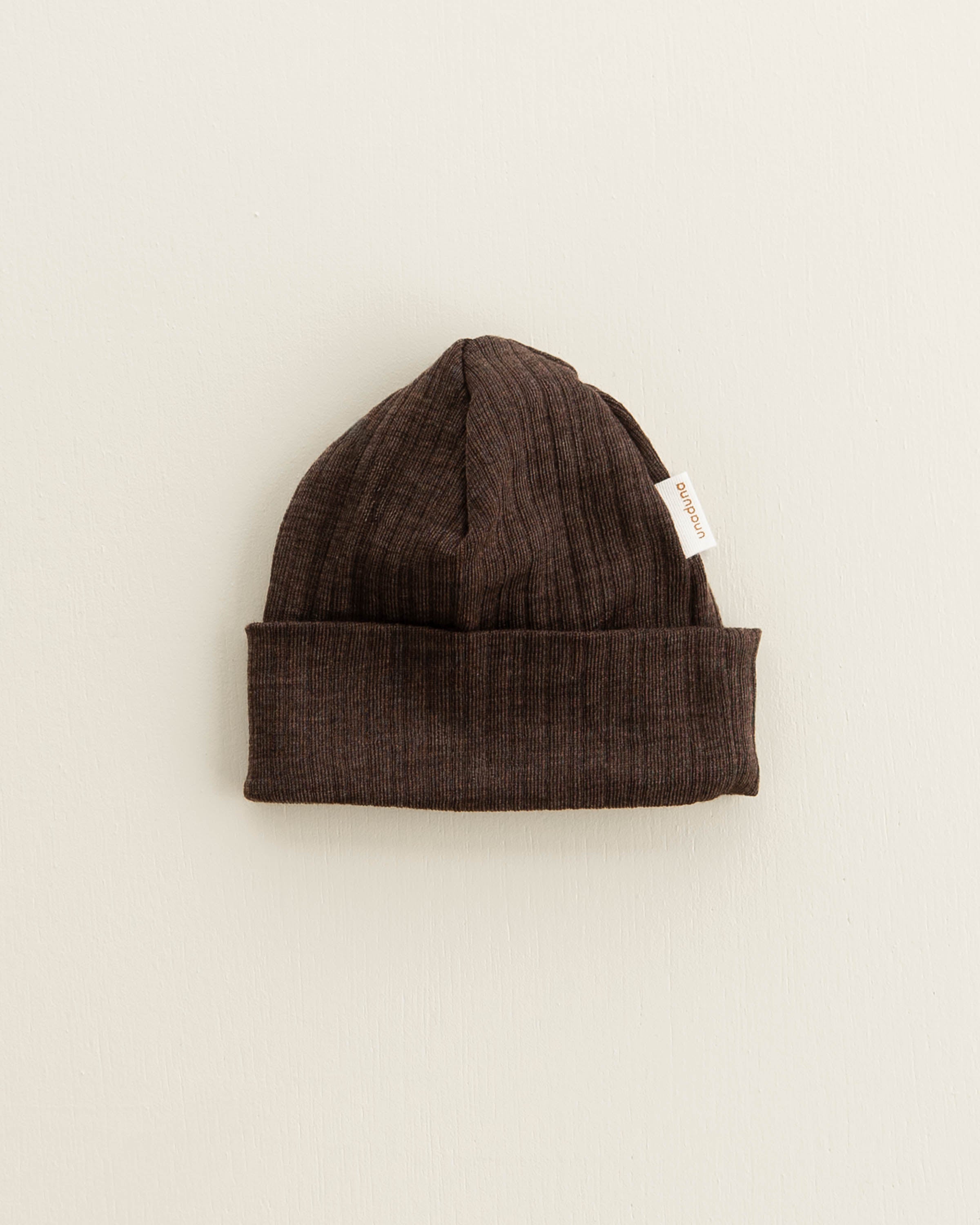 Dopmutsje rib wol/zijde - cocoa