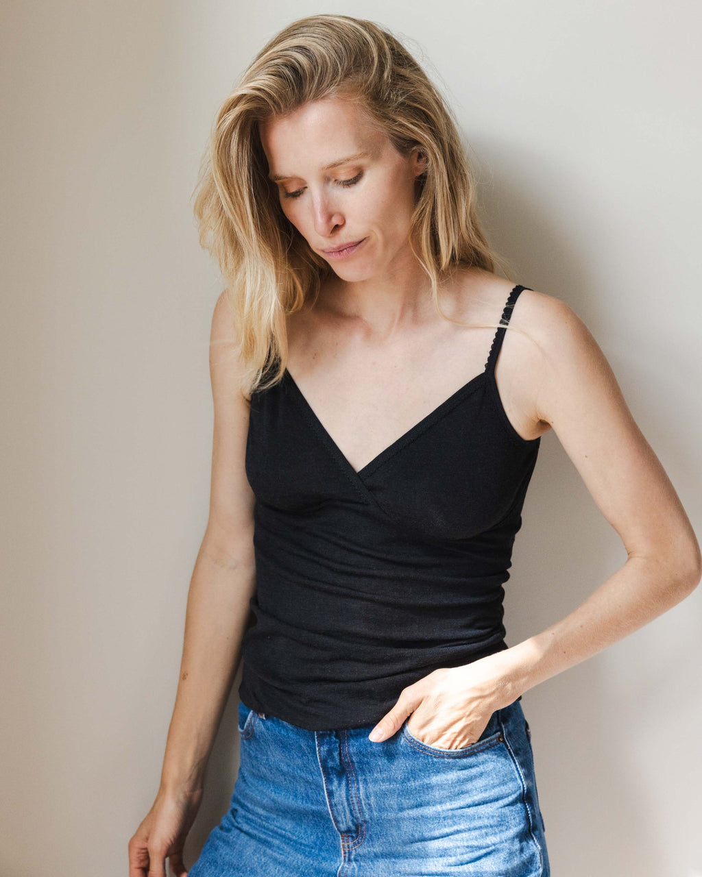 Chemise pointelle wool/silk - ebony