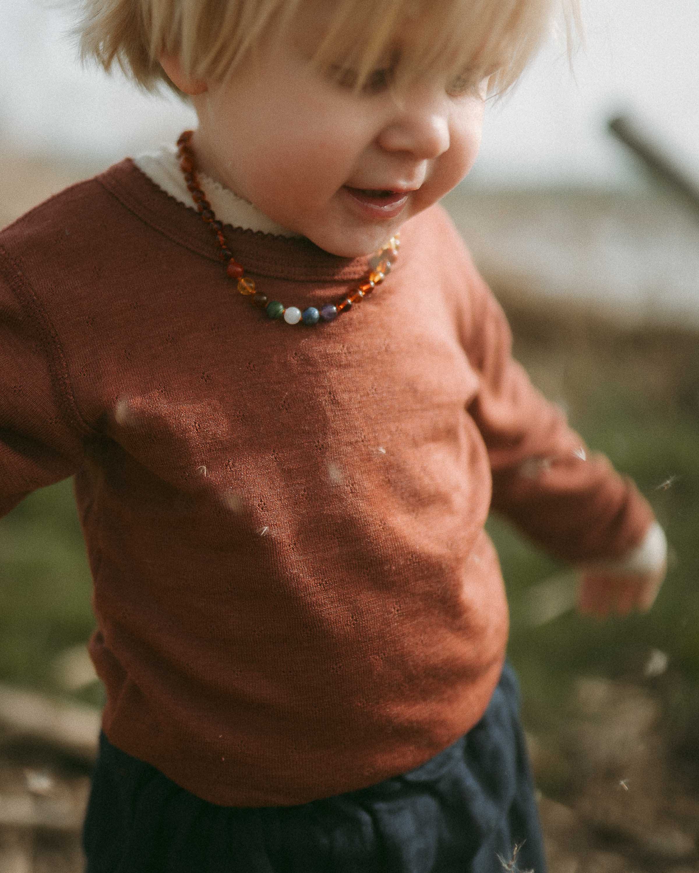Shirt longsleeves pointelle wol/zijde - henna dune