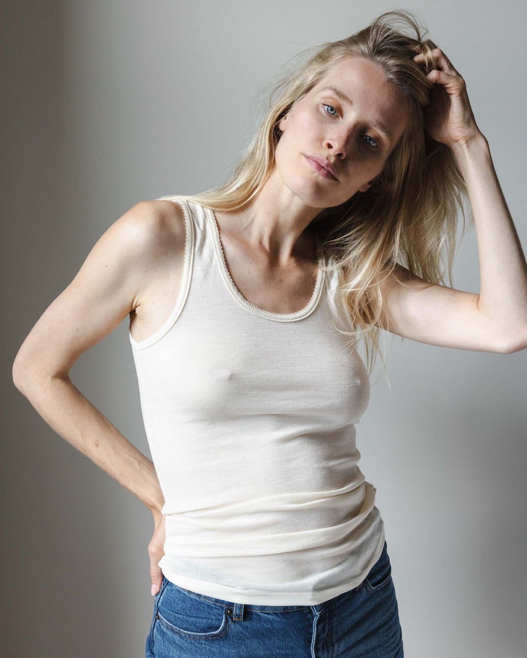 Singlet pointelle wool/silk - munkki
