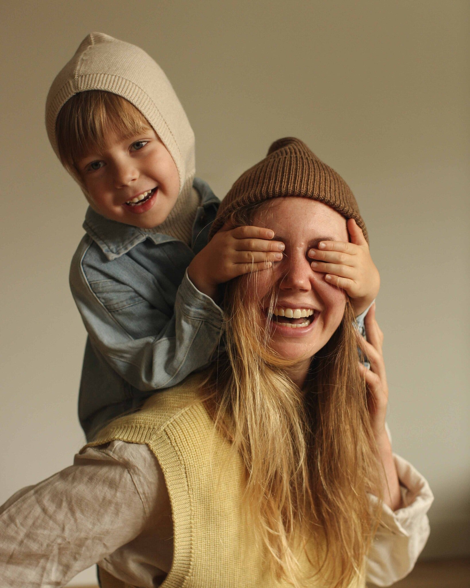 Hvid balaclava van merino wol Eddy - cream: heerlijk! | Ziloen