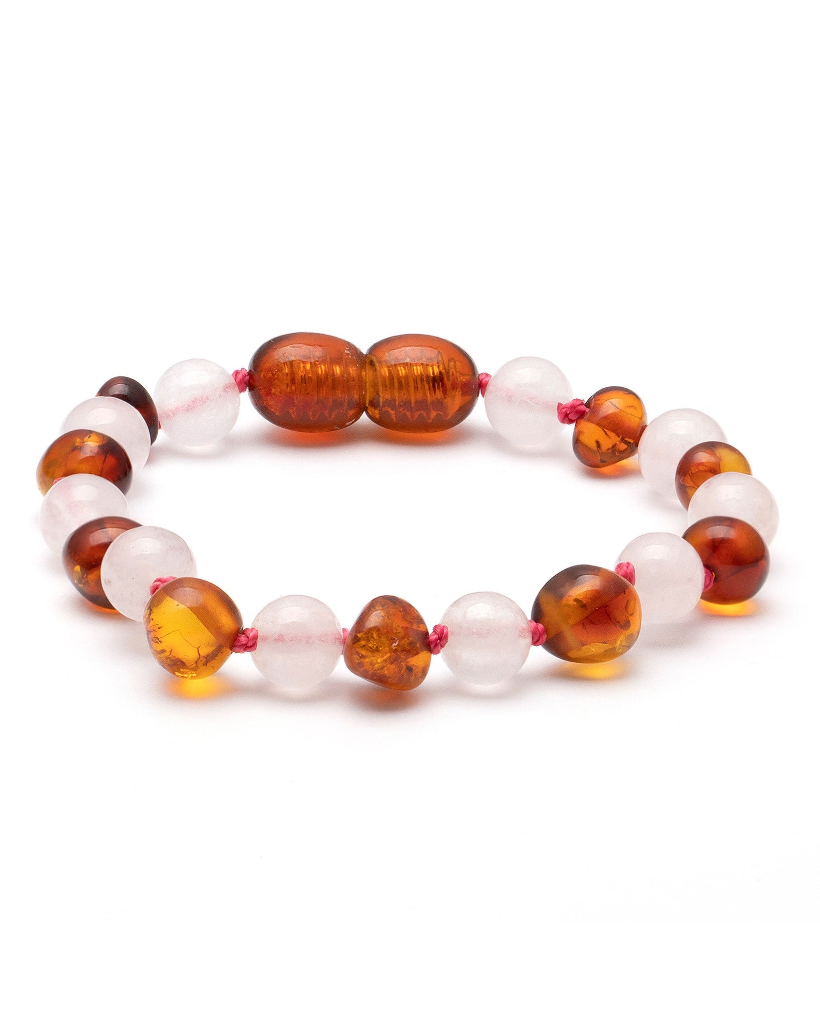 Barnsteen kinder armbandje rozenkwarts 16,5 cm