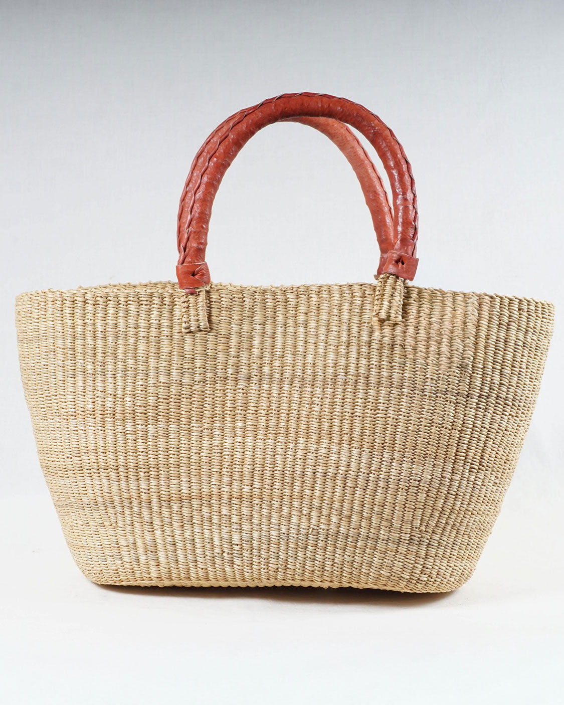 Handgevlochten Bolga tas - naturel