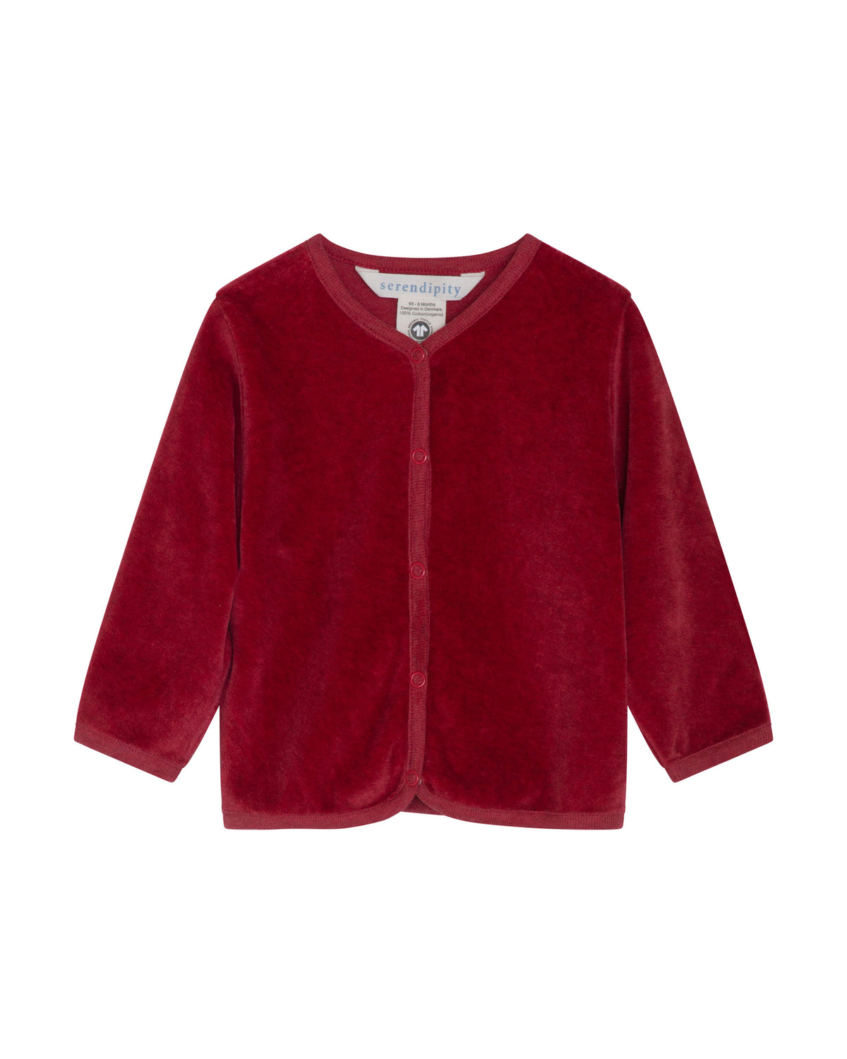 Velour baby cardigan - ruby