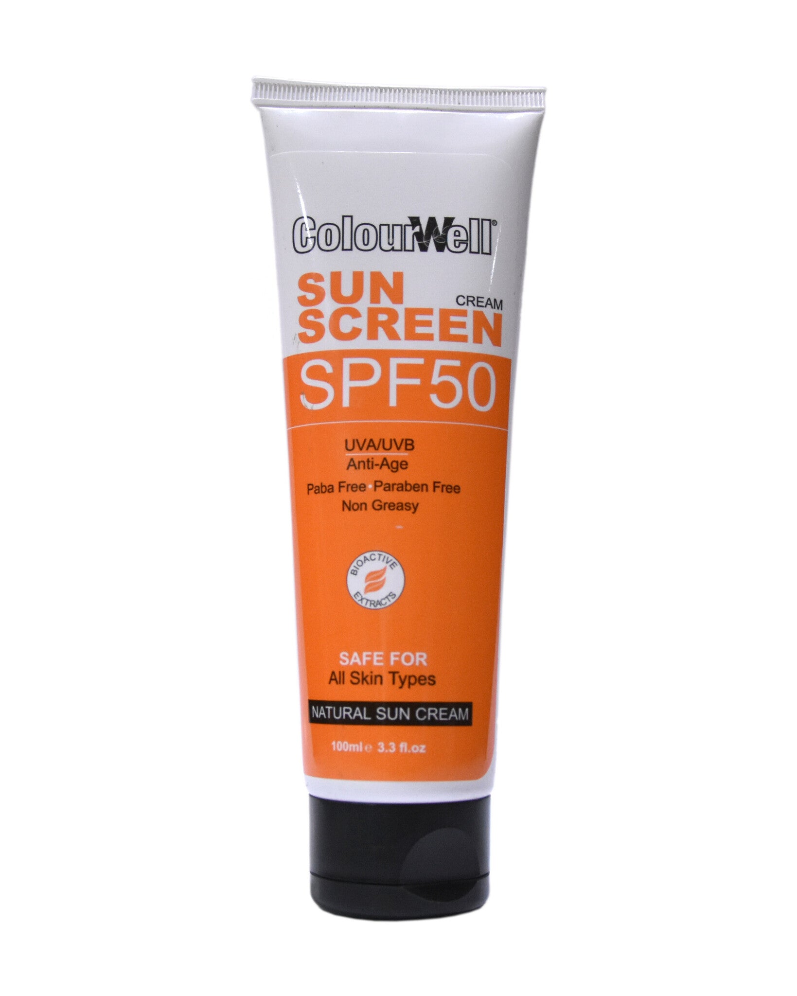 Colourwell sunscreen SPF50 100ml tube frontside