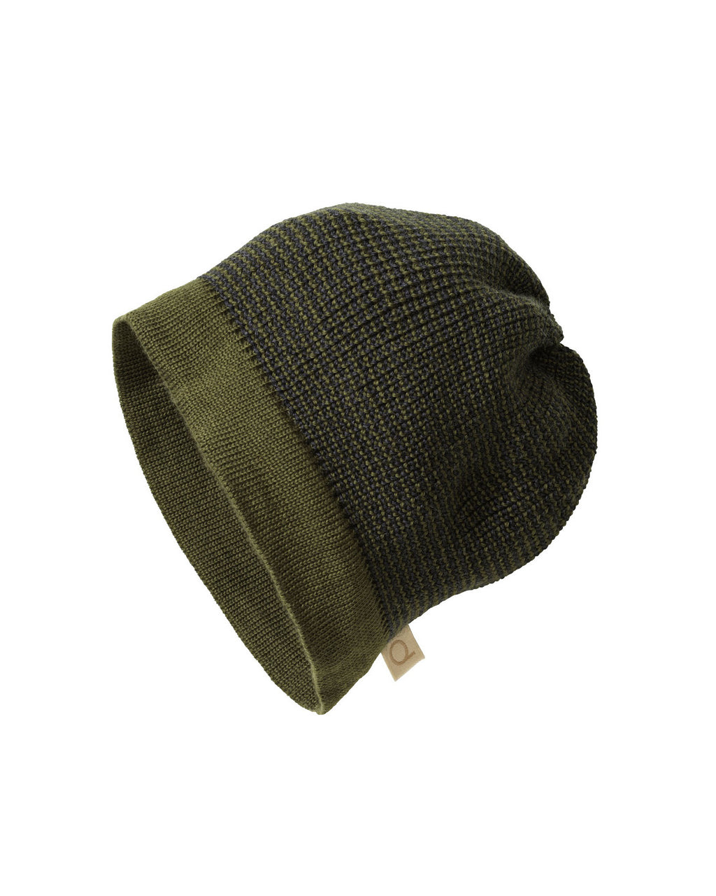 disana Beanie van wol gemêleerd - olive:antraciet