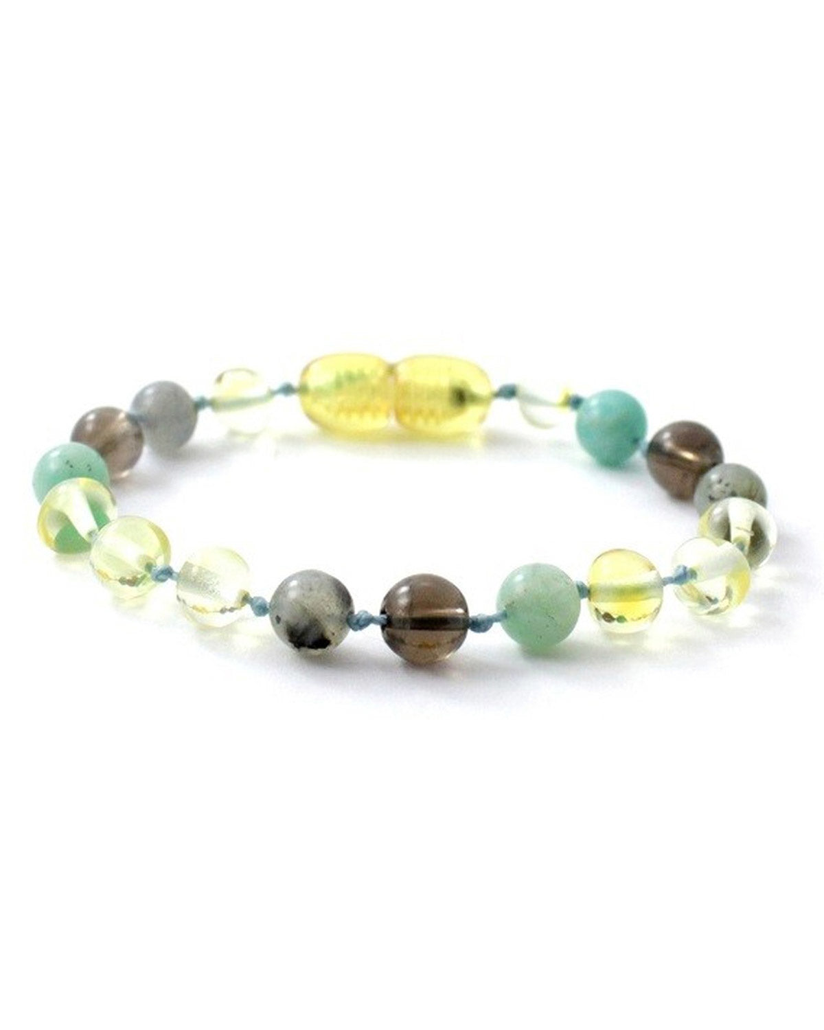 Edelstenen-armbandje-baby-Amber-Bracelet-Mixed-With-Labradorite,-Quartz-and-Amazonite