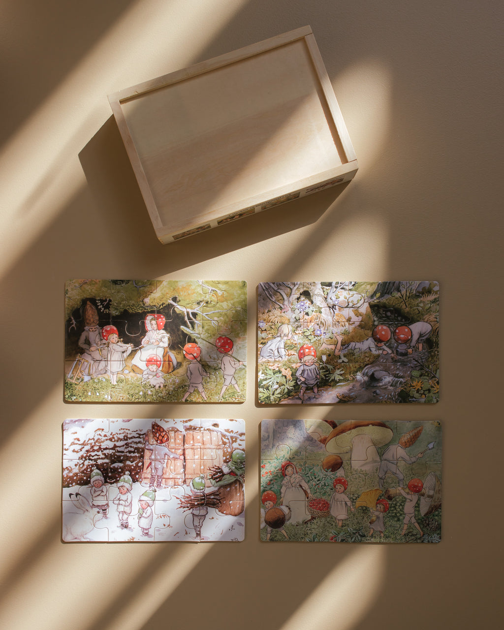 Elsa beskow 4 houten puzzels kabouterkinderen ocopyright Ziloen
