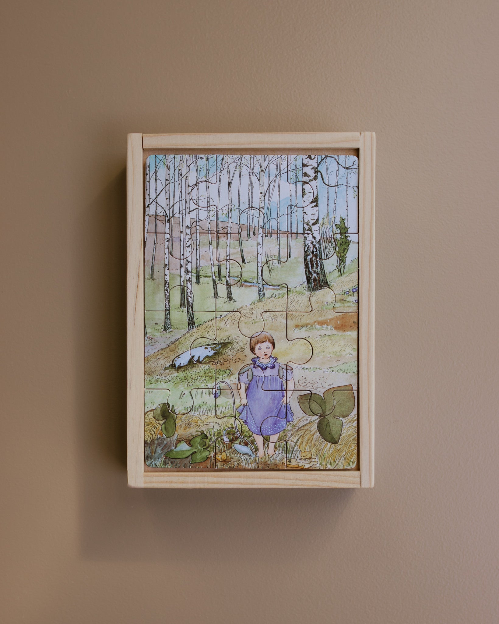 Elsa Beskow 4 houten puzzels natuur copyright Ziloen