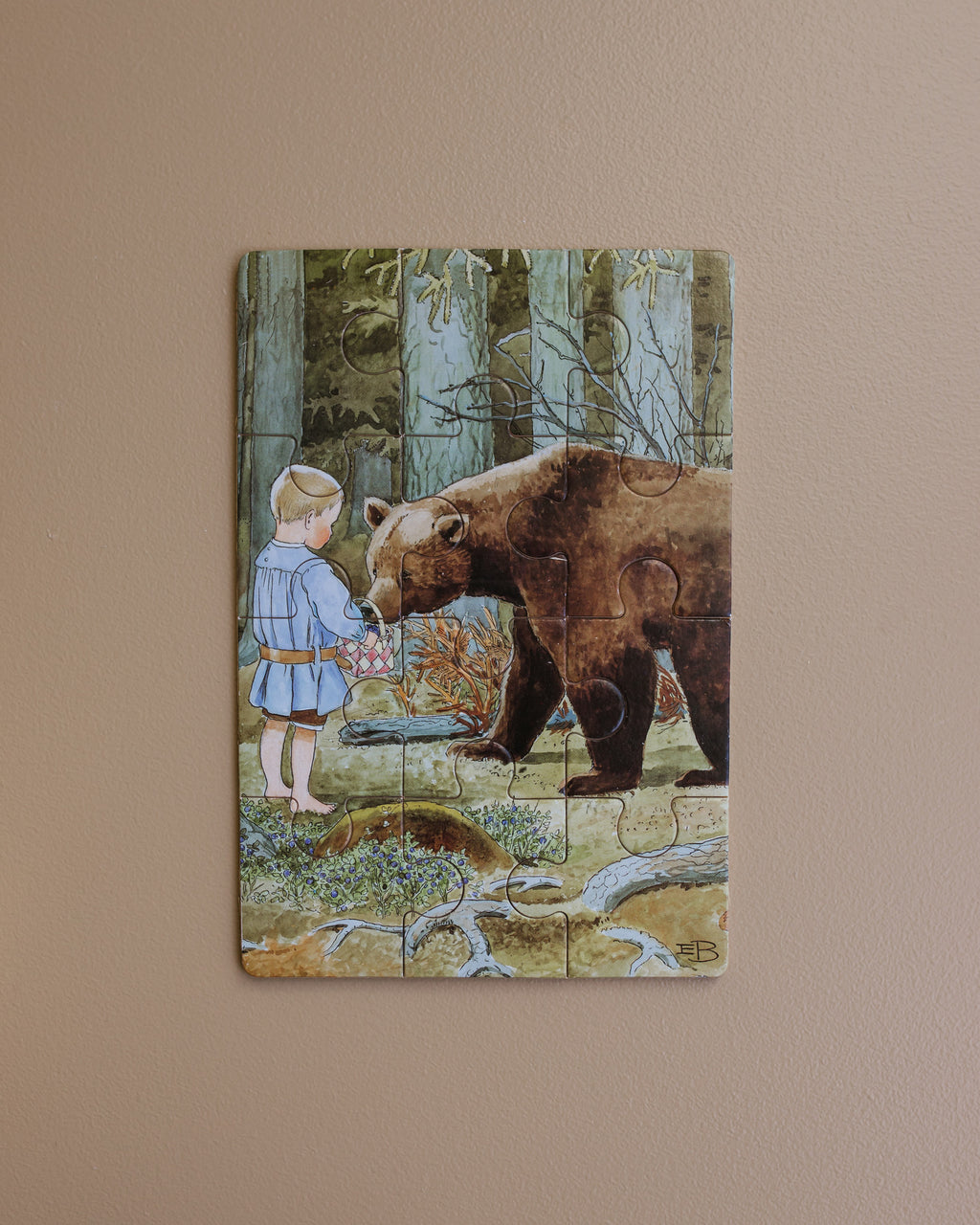 Elsa Beskow 4 houten puzzles natuur beer copyright Ziloen