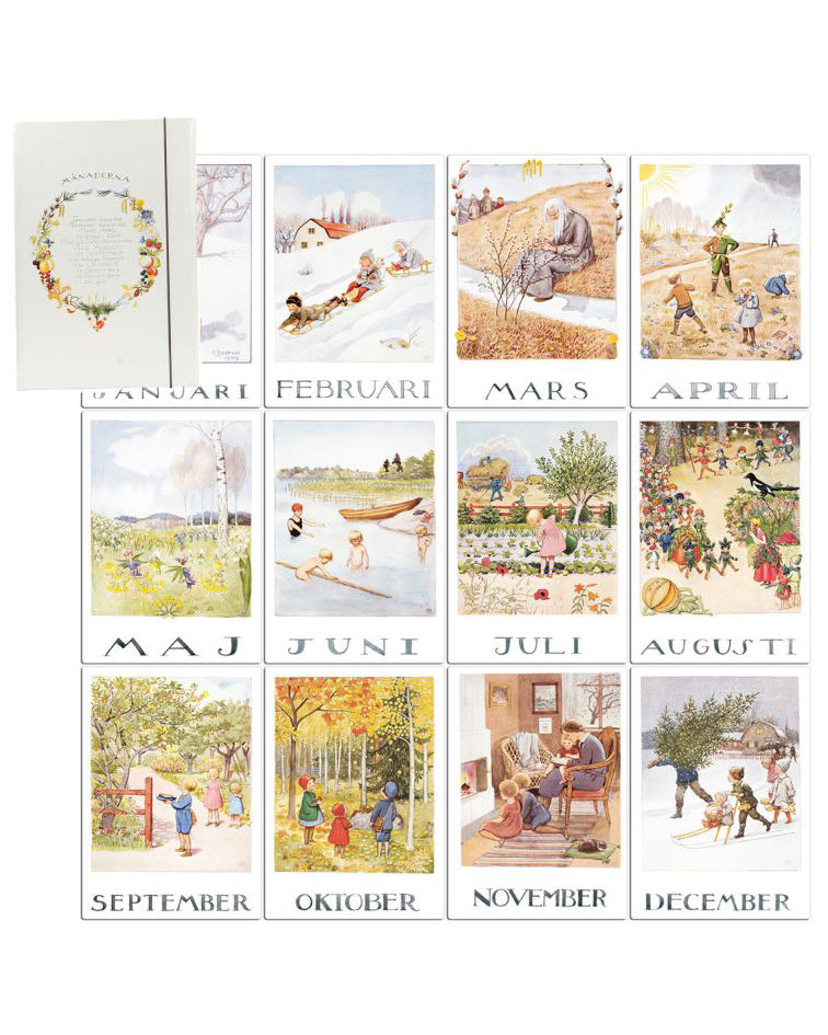 Elsa Beskow set maand kaarten - A4 formaat (12 stuks)